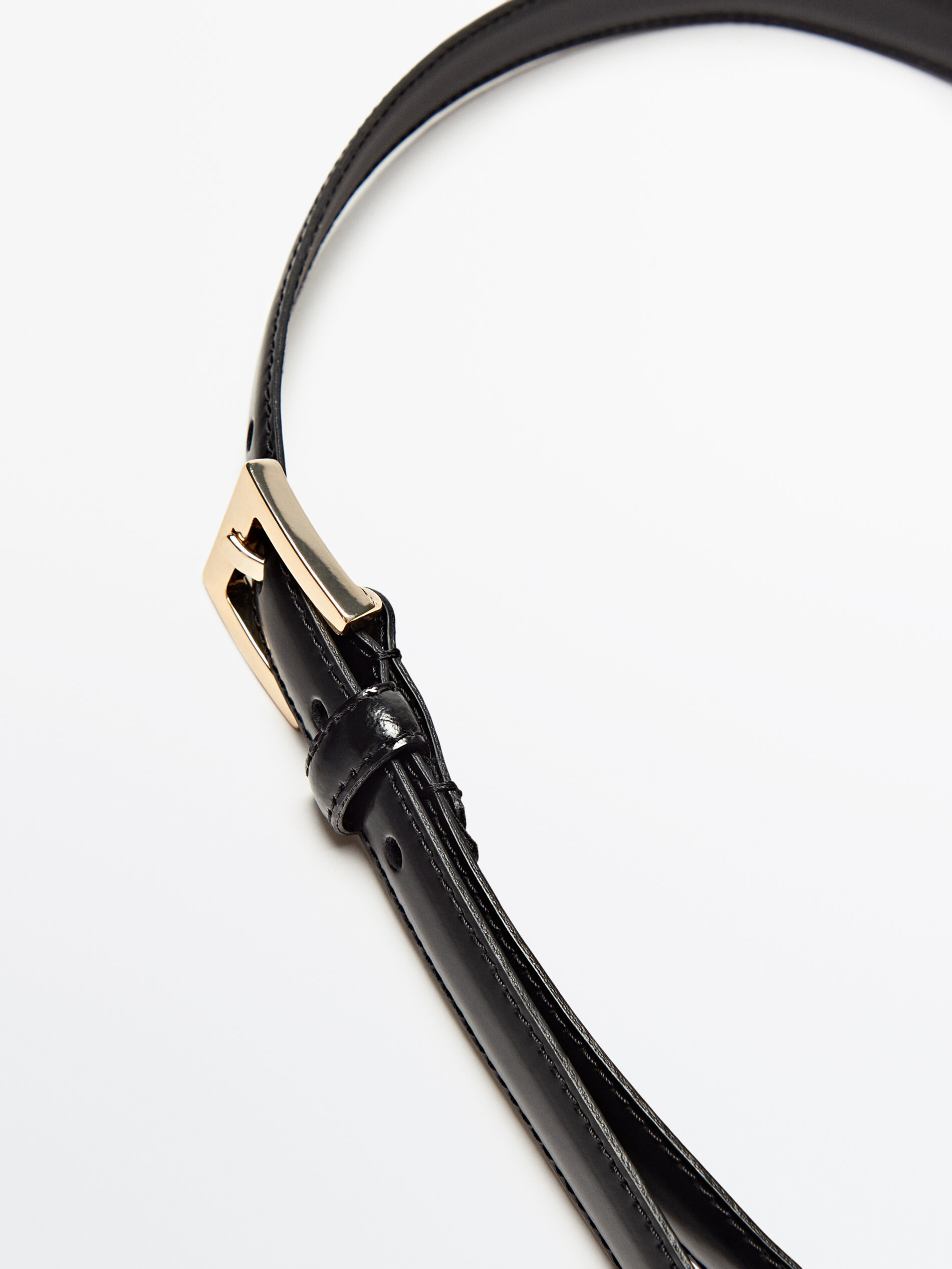 Cinturón piel hebilla cuadrada - NEGRO