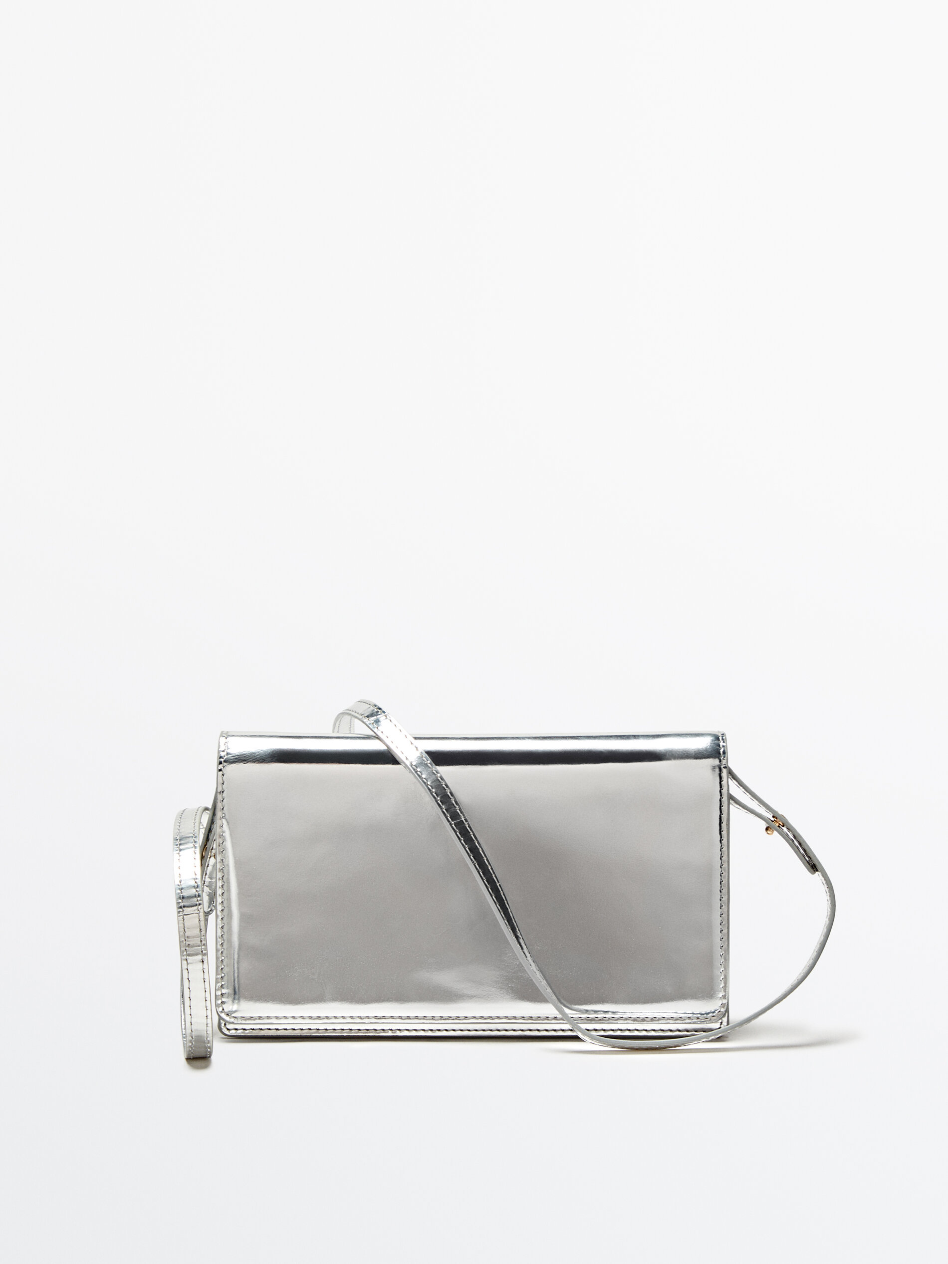 Bolso piel asa piezas articuladas - PLATA