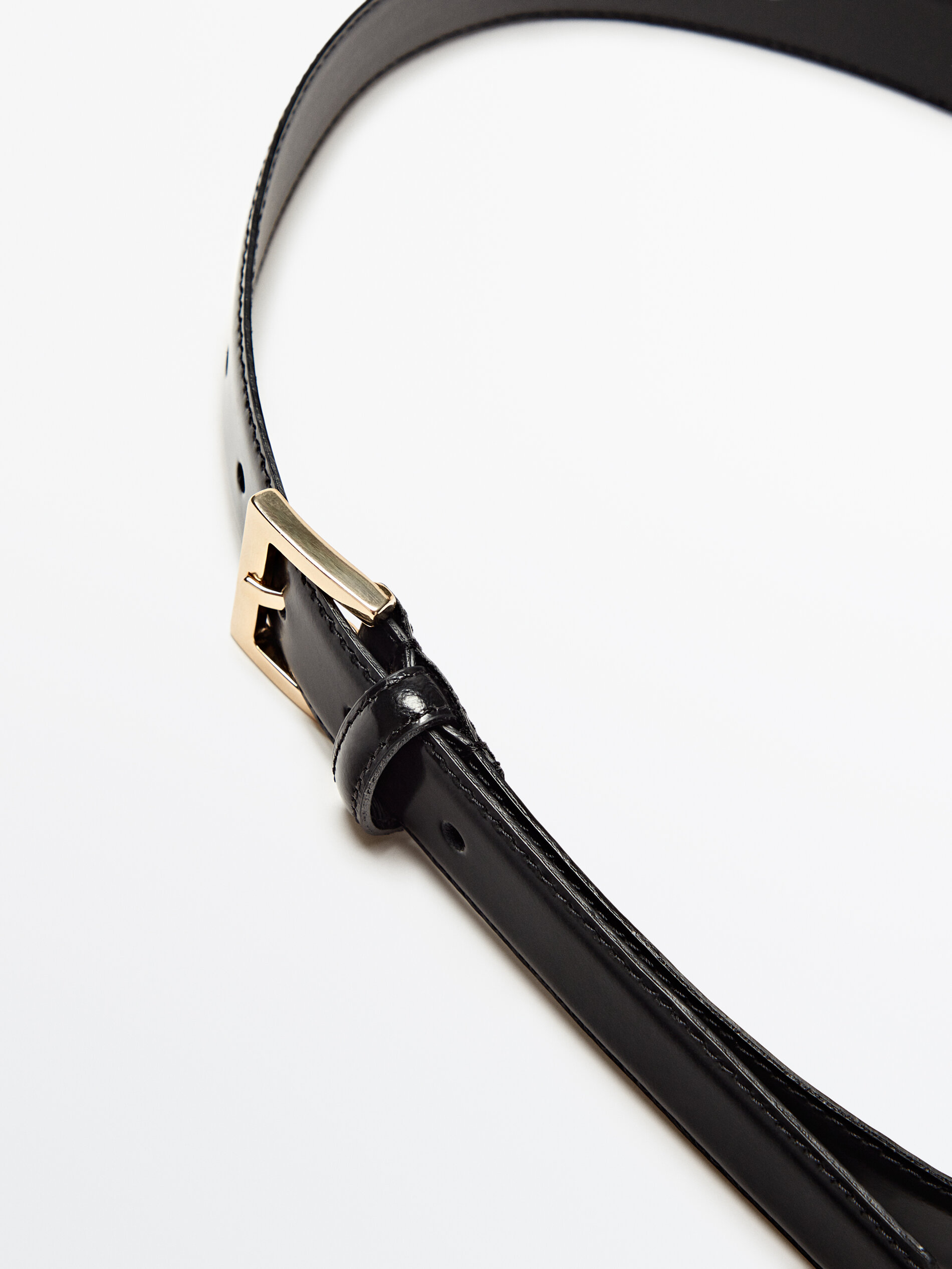 Cinturón piel hebilla cuadrada - NEGRO