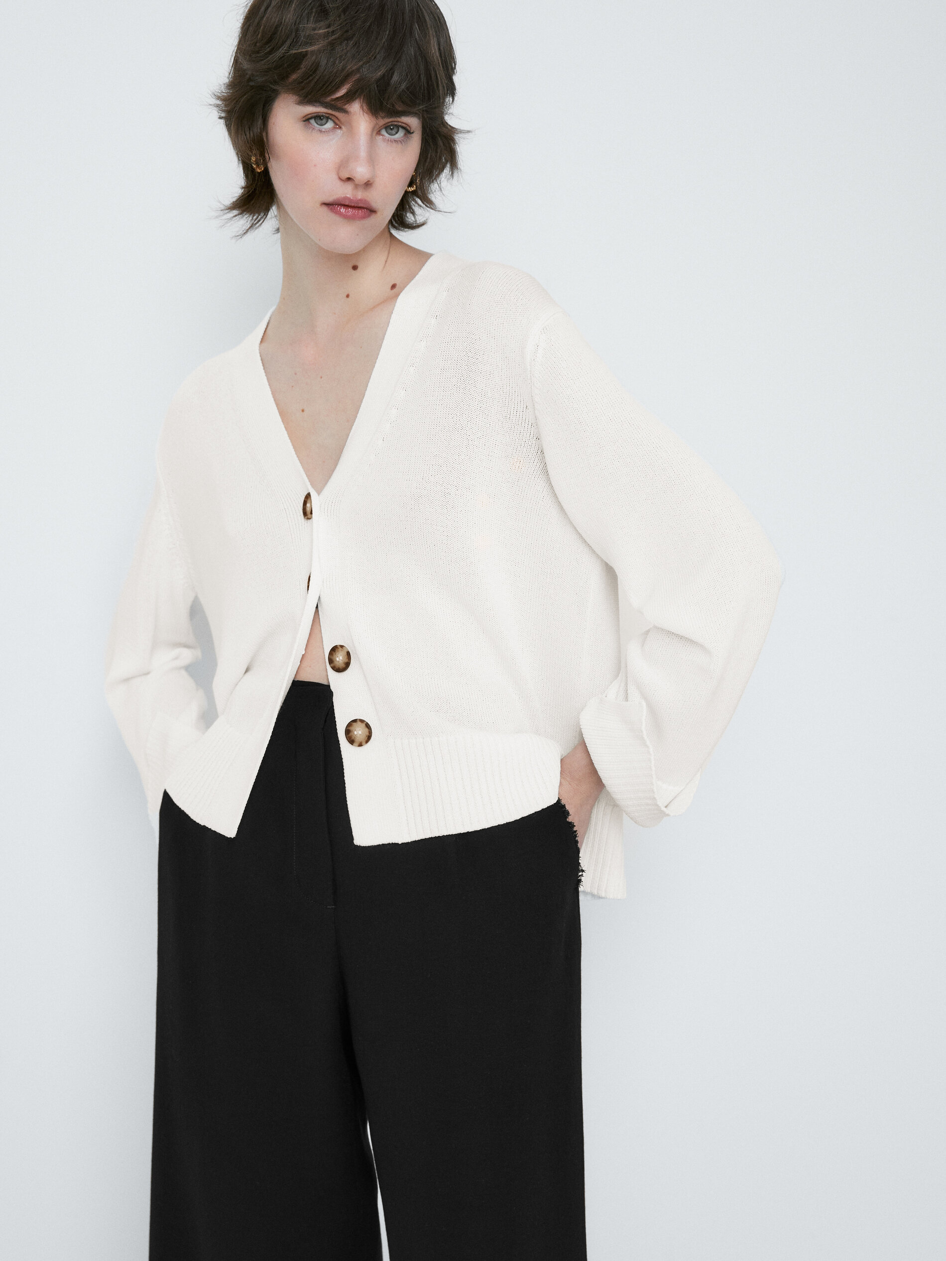 Cárdigan de punto botones - CRUDO