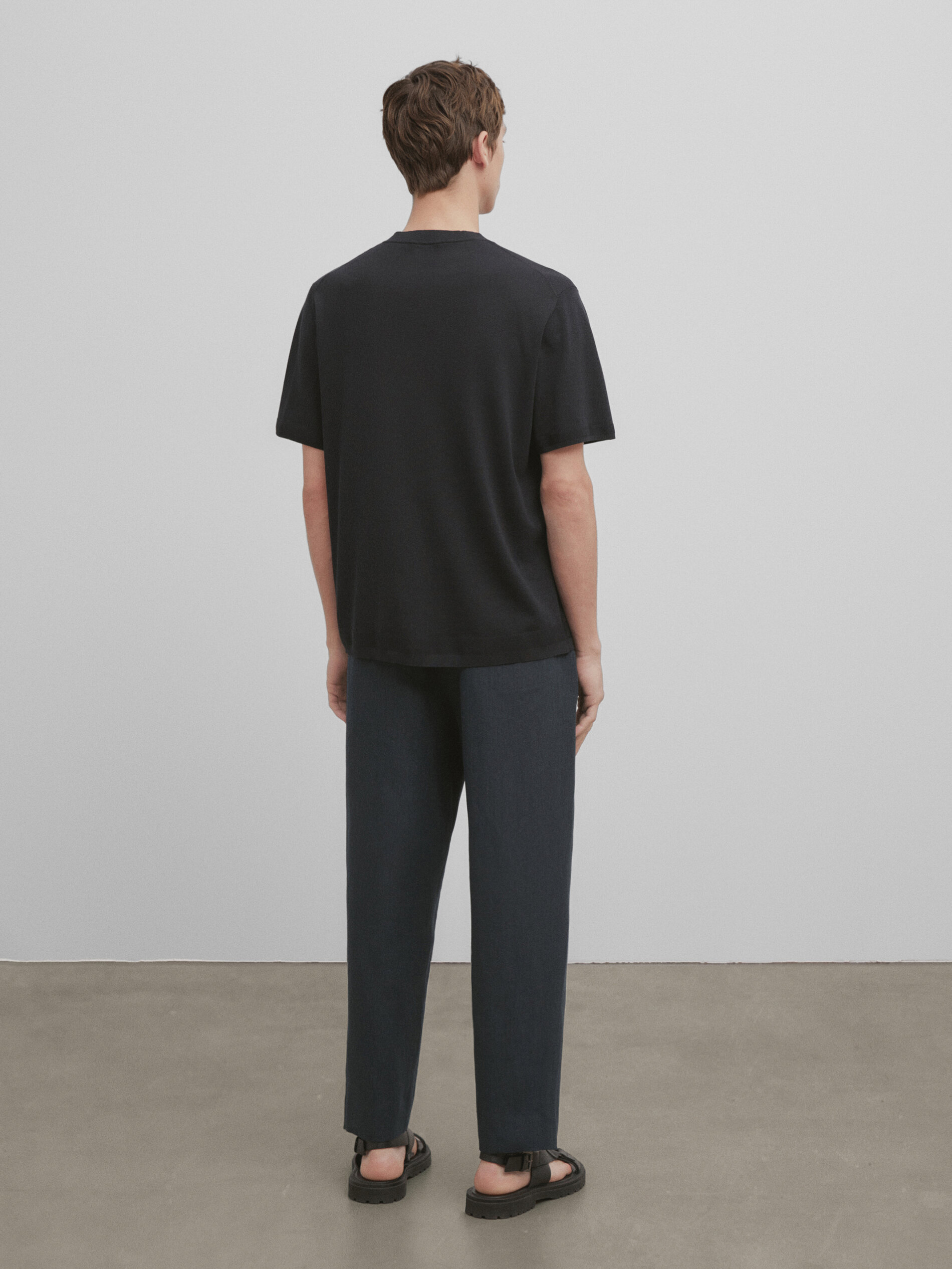 Jersey mezcla algodón seda manga corta -Studio - AZUL MARINO