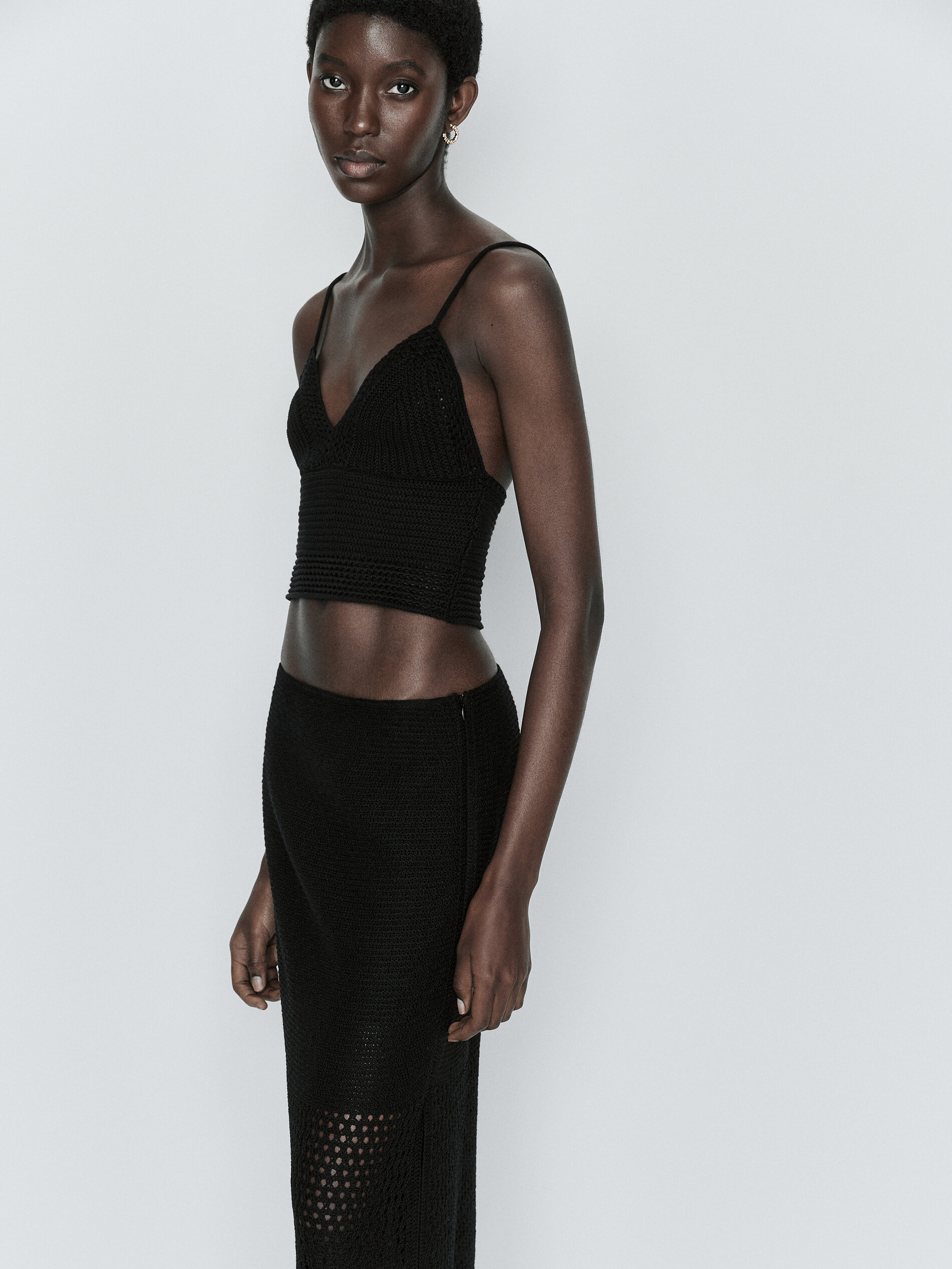 Falda negra punto crochet - NEGRO