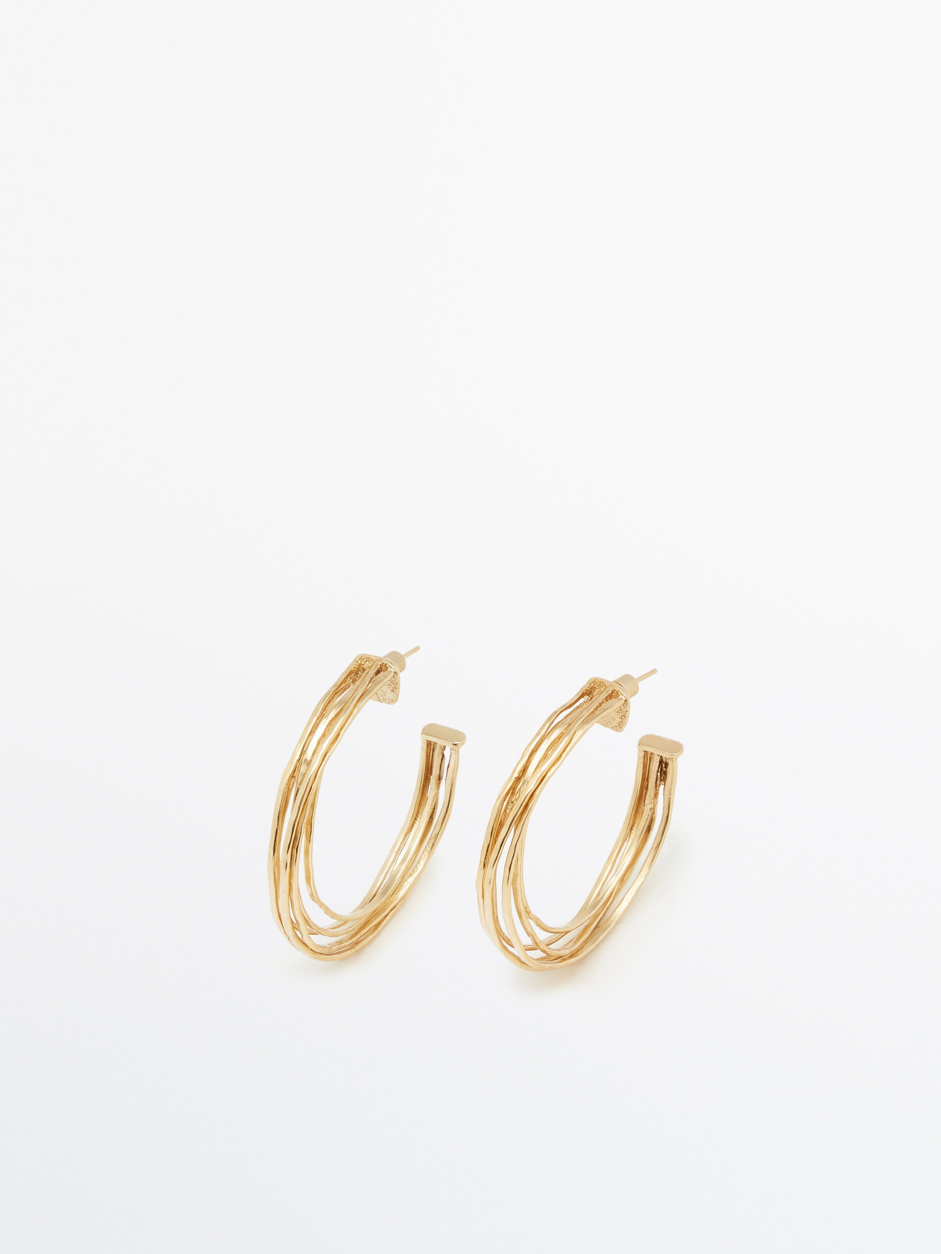 Pendientes multiaros textura baño oro - DORADO