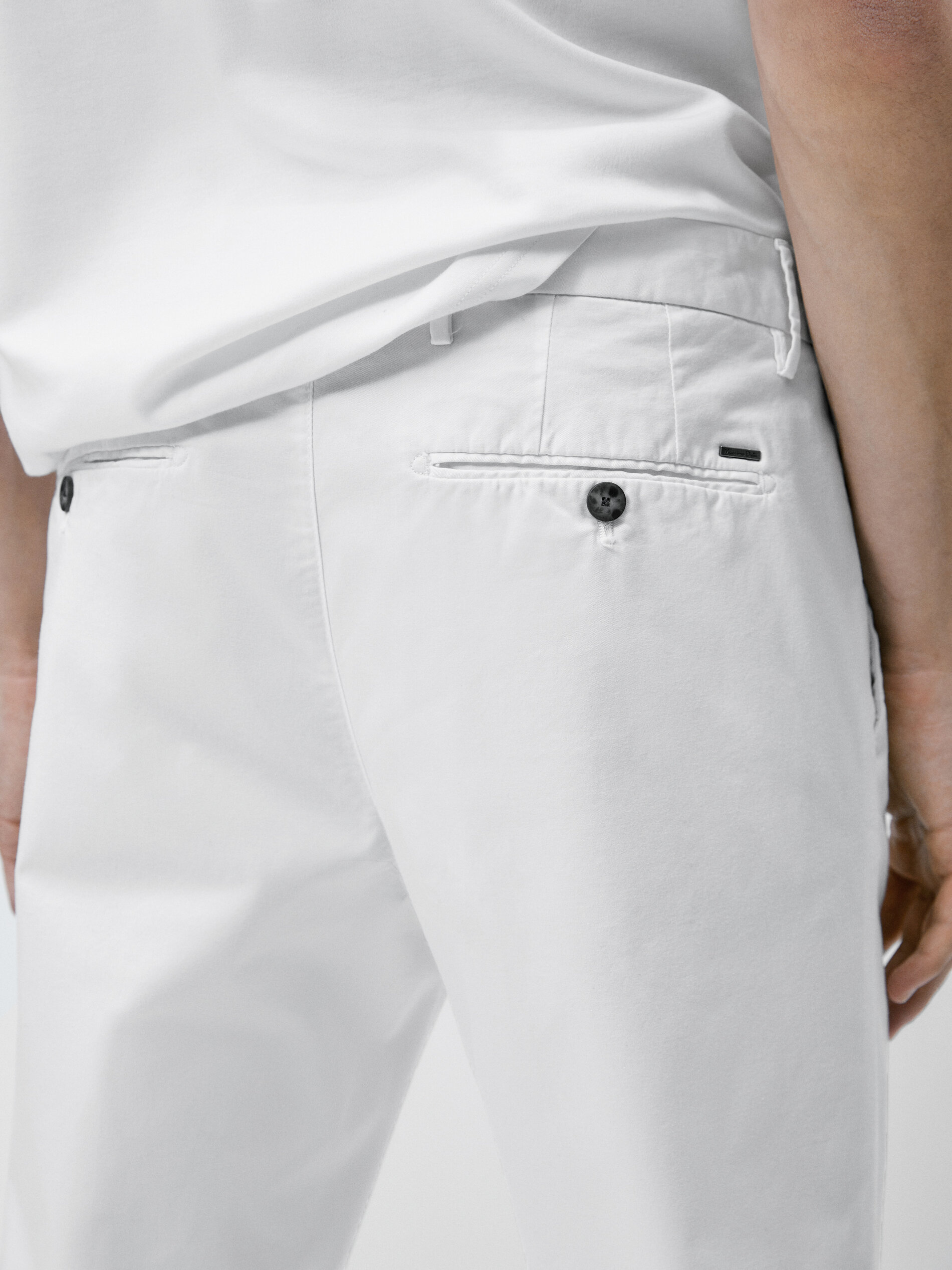 Pantalón chino mezcla algodón slim fit - BLANCO