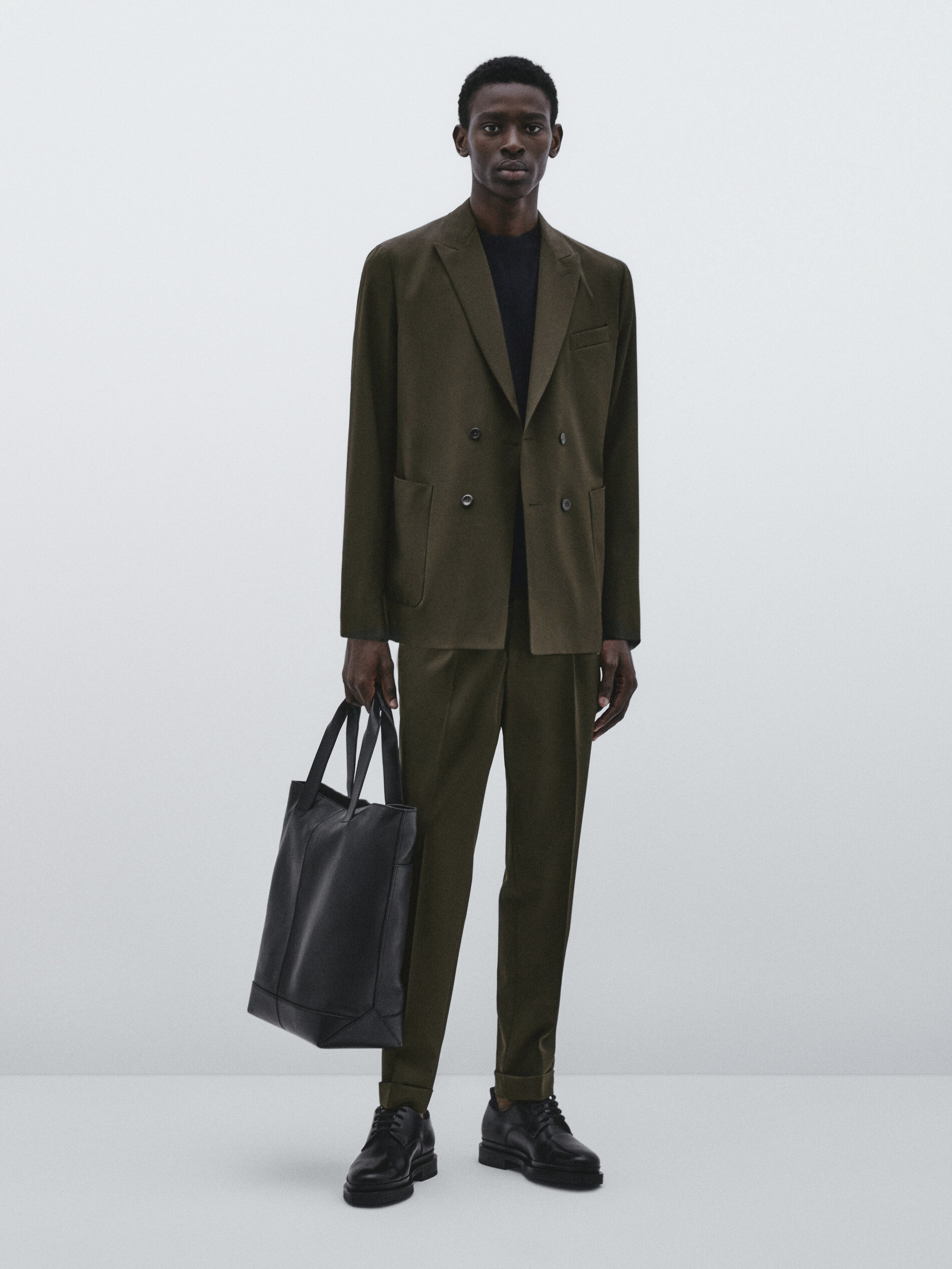 Pantalón traje lana técnica -Studio - KAKI