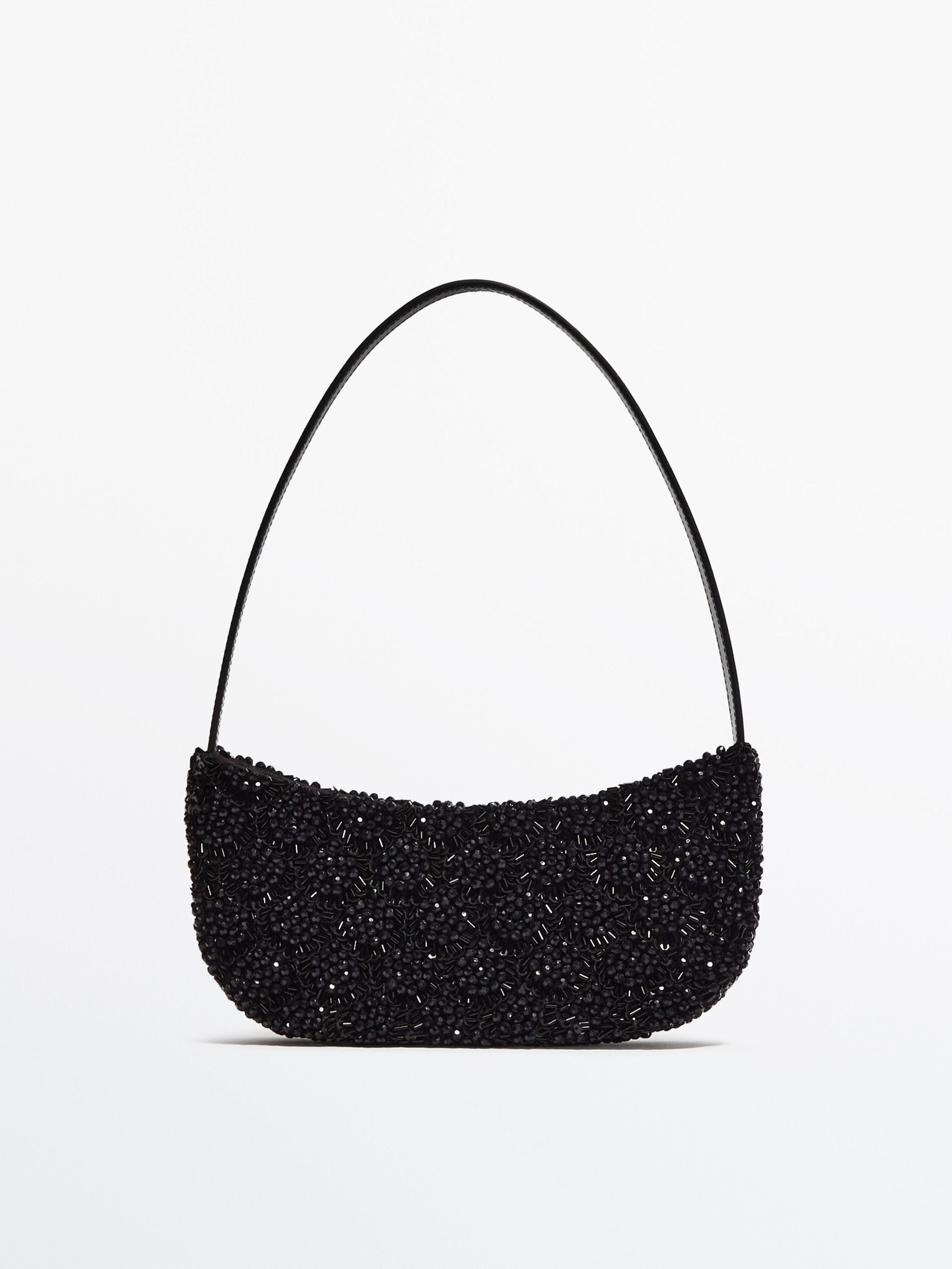 Bolso negro con abalorios -Studio - NEGRO