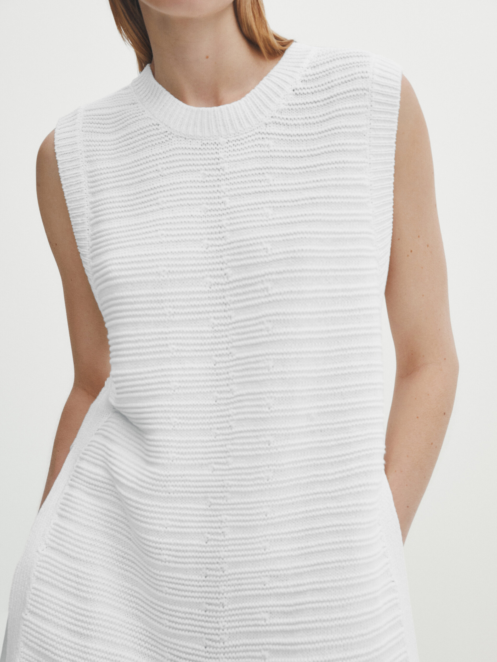 Túnica punto estructura aberturas - BLANCO