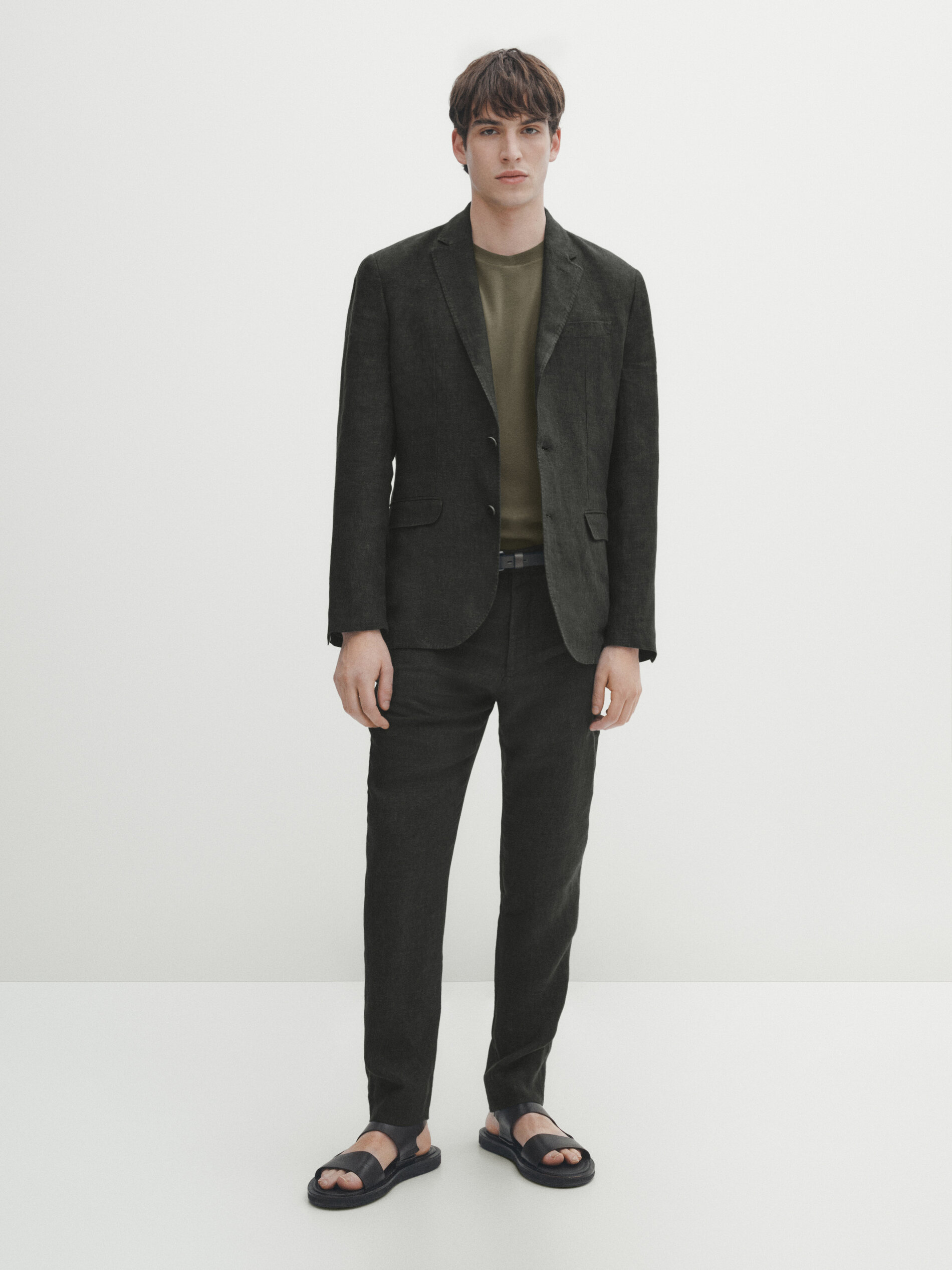 Americana traje lino delavé - KAKI