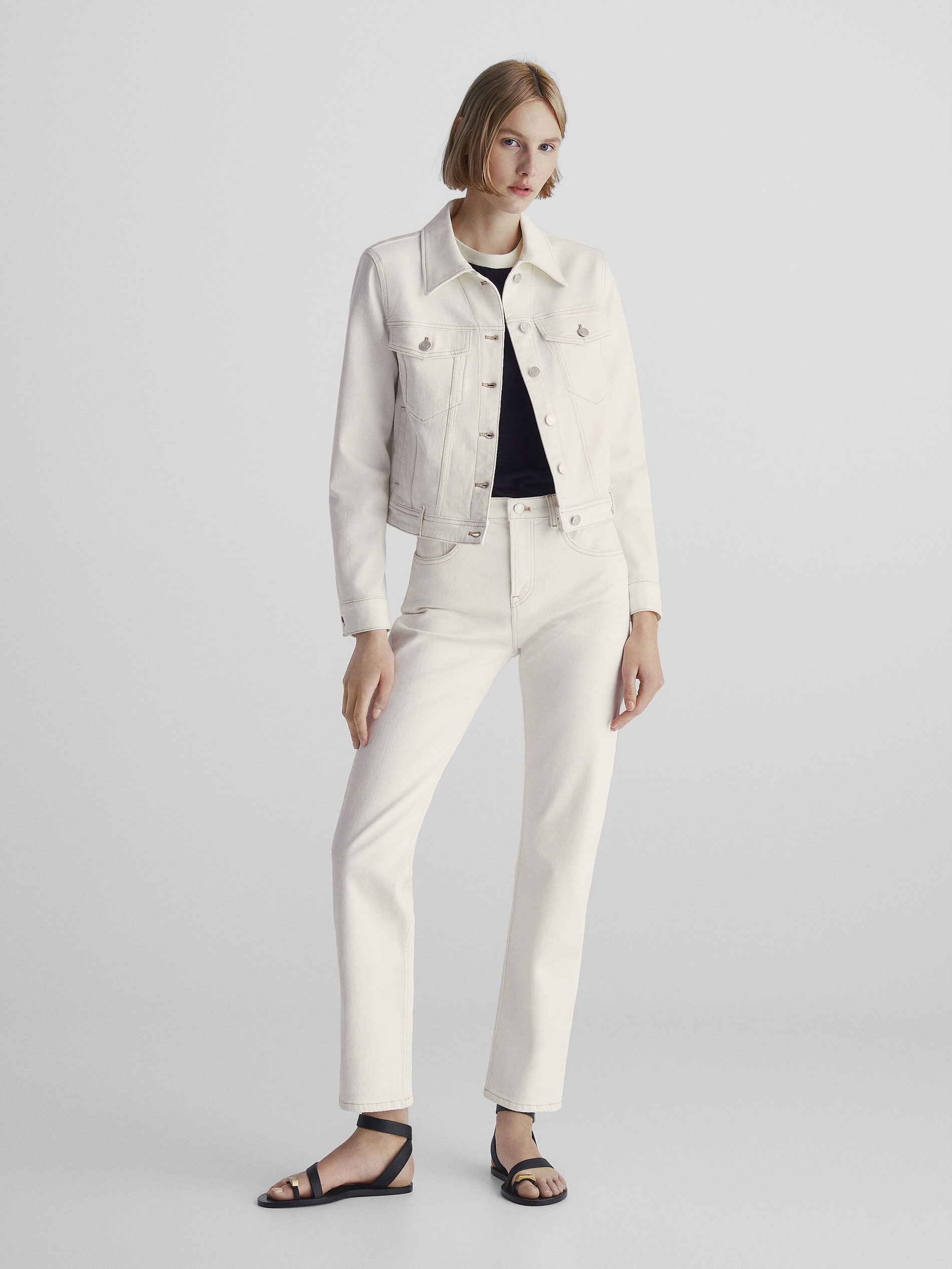 Cazadora vaquera pespuntes - CRUDO