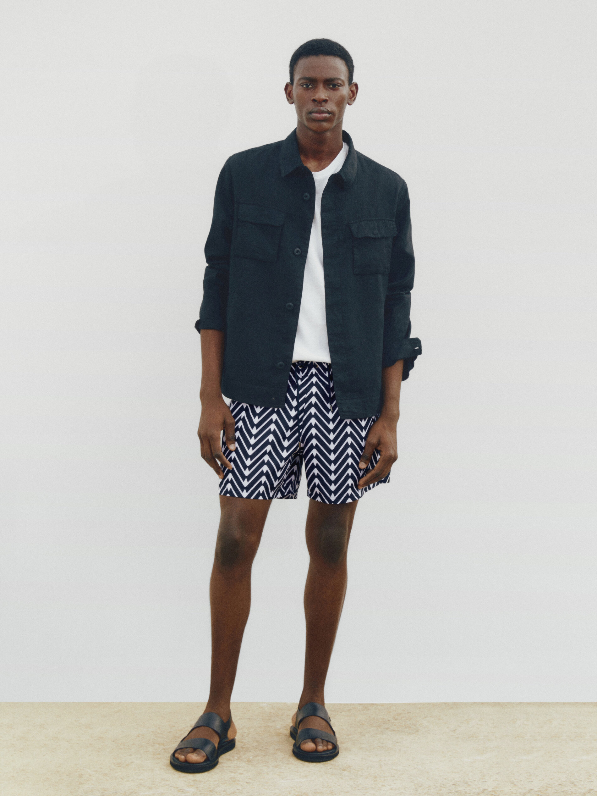 Bañador azul marino estampado zig zag - AZUL MARINO