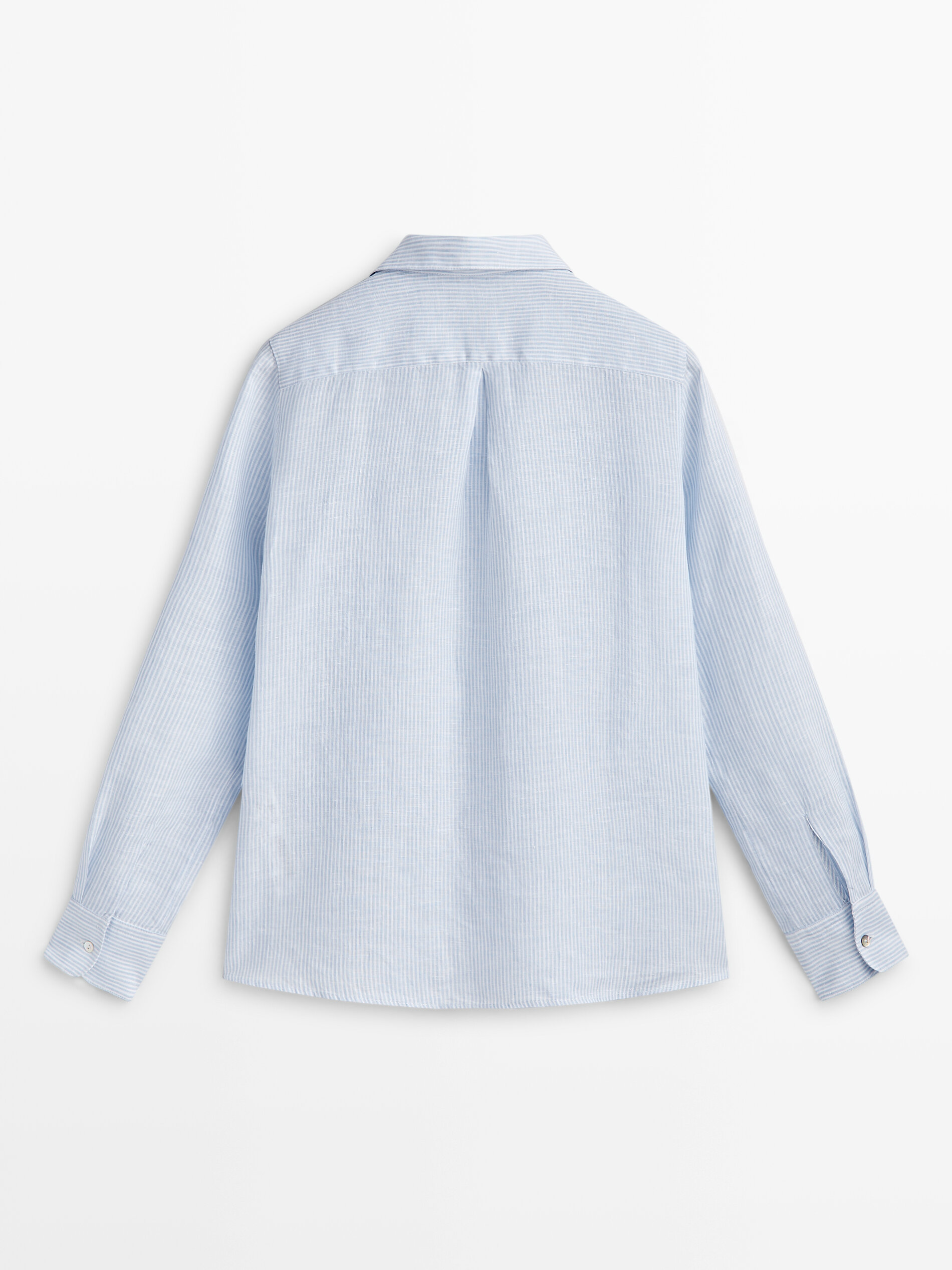 Camisa rayas 100% lino - Azul Claro