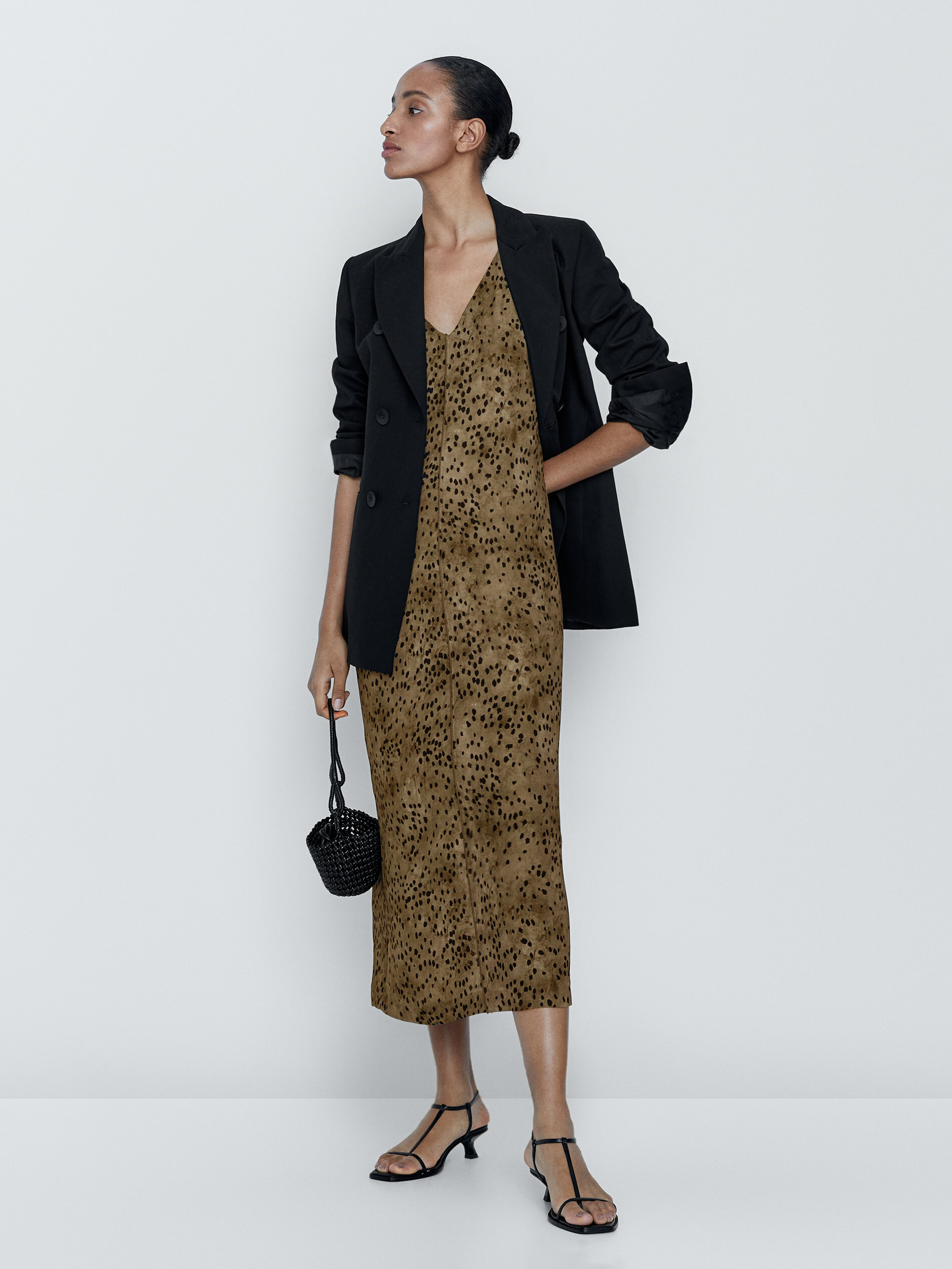 Vestido tirantes estampado manchas - VERDE