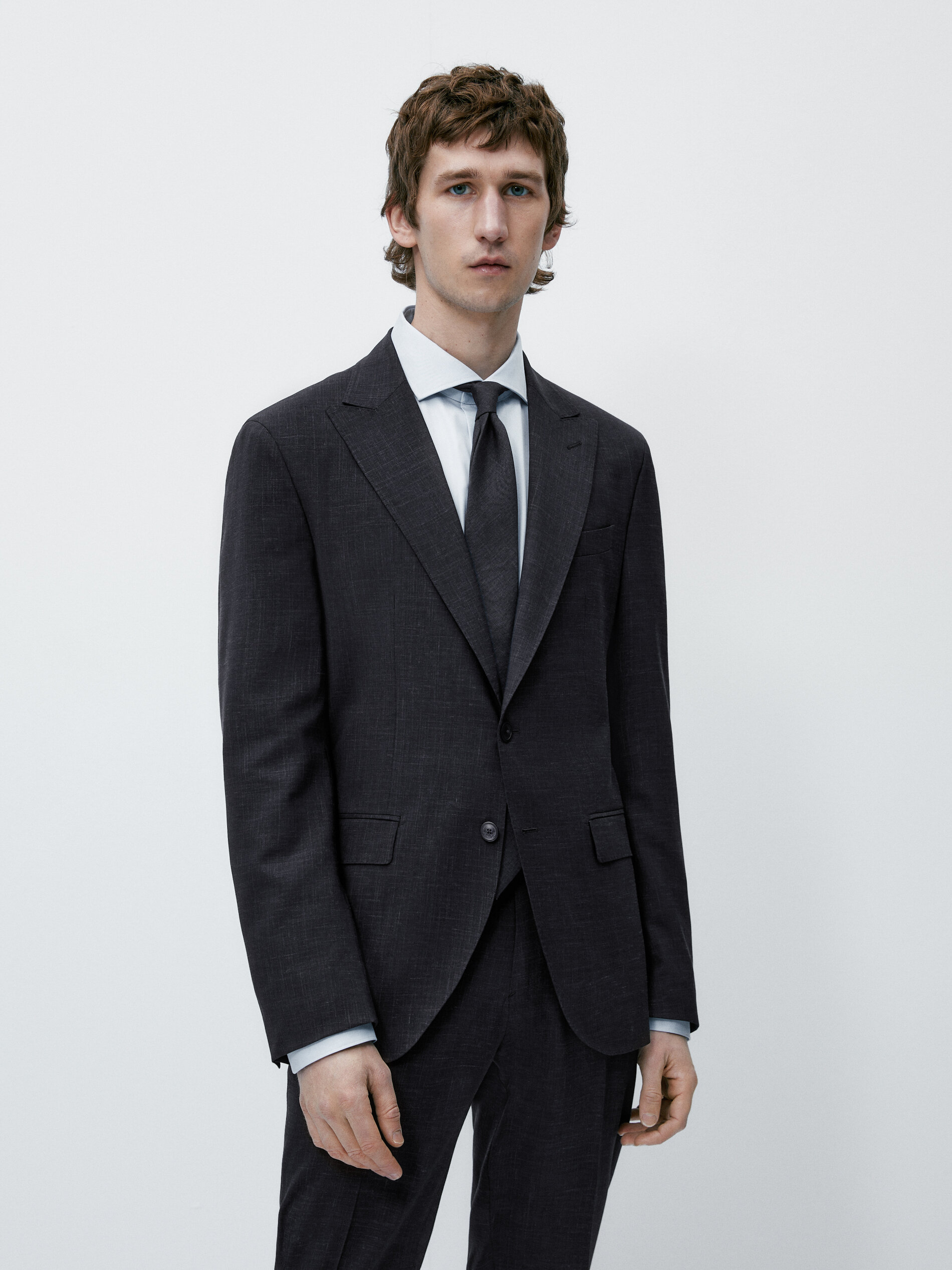 Americana traje estructura half canvas mezcla lana - AZUL MARINO