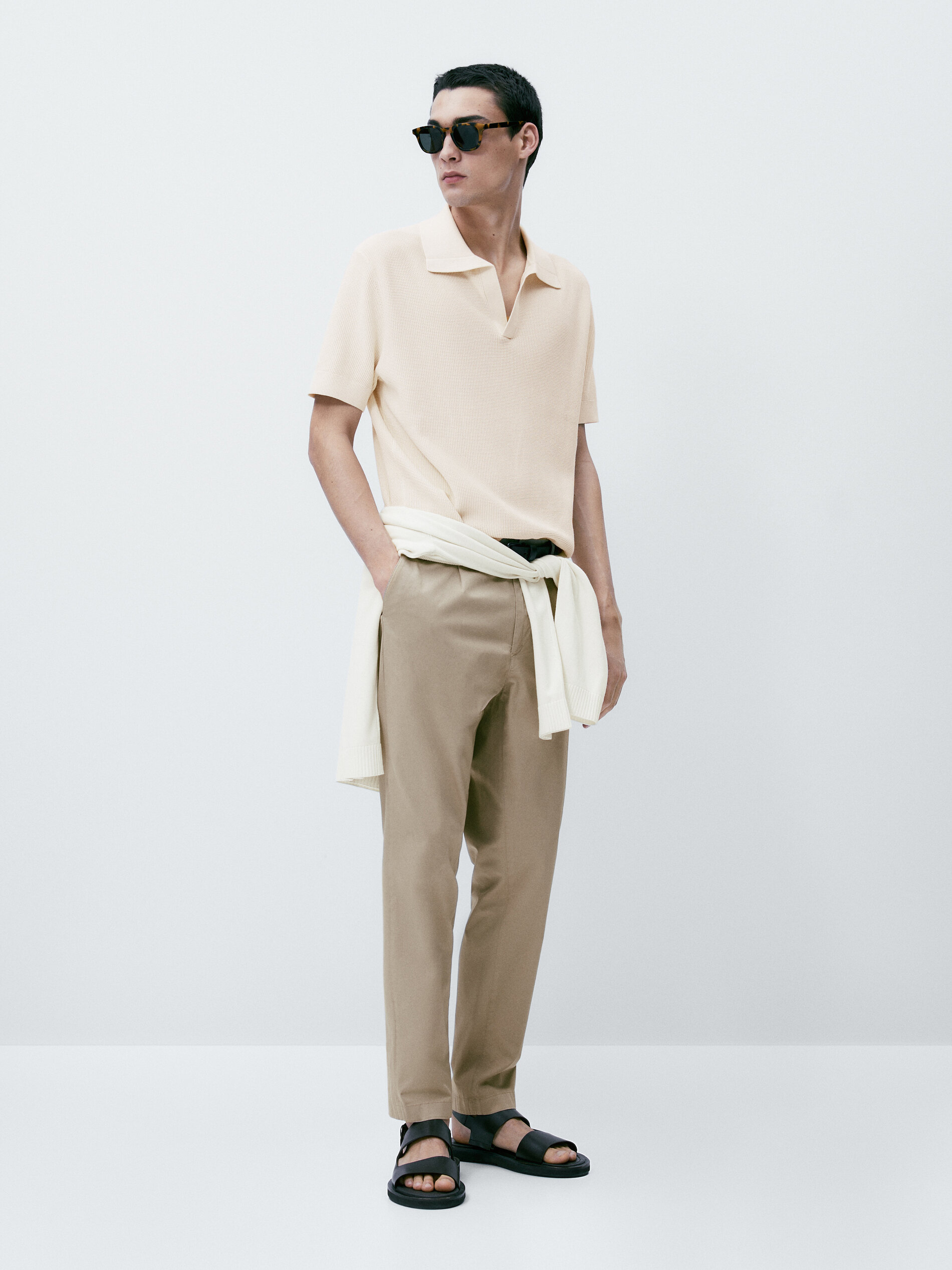 Jersey polo estructura cuello ancho - CRUDO