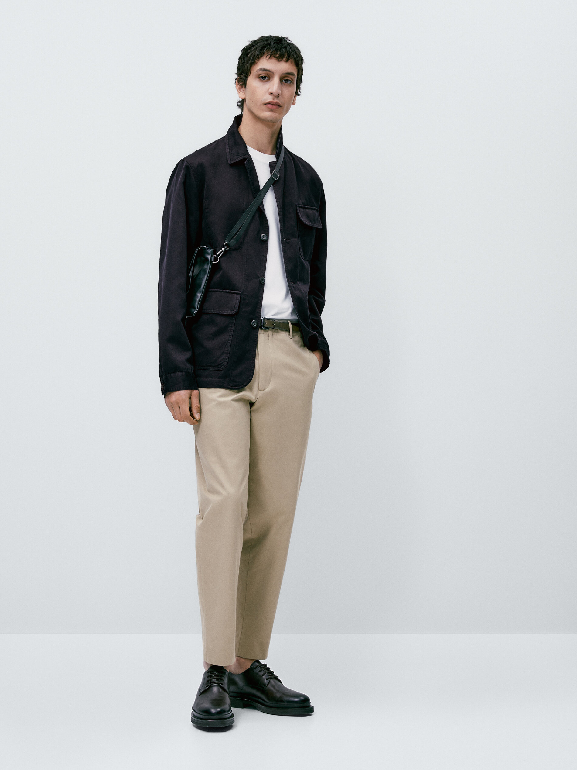 Chaqueta mezcla lino algodón bolsillos - AZUL MARINO