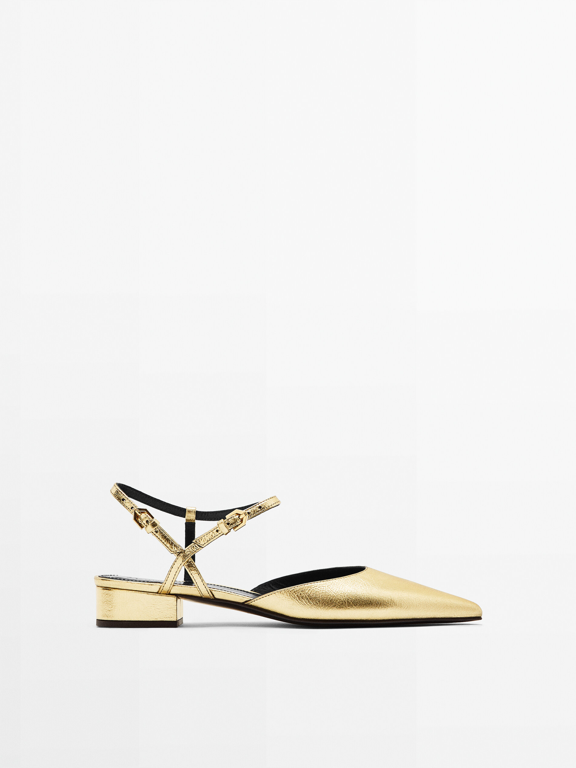 Zapato tacón piel destalonado - DORADO