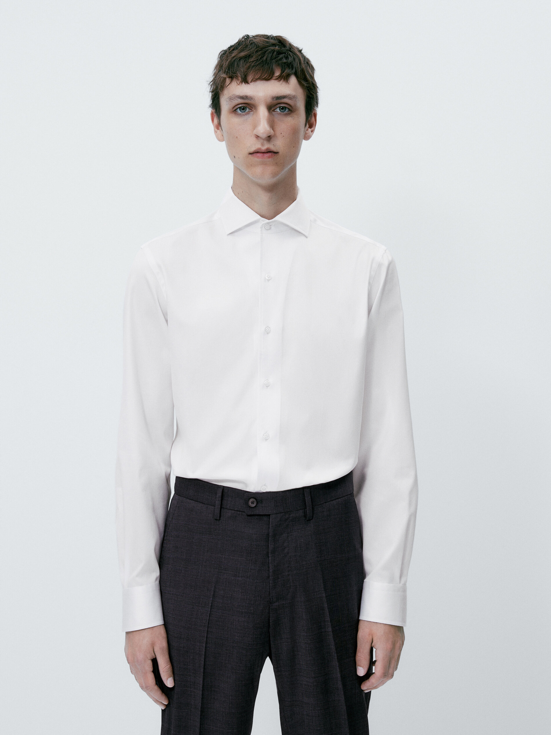 Camisa algodón estructura slim fit - BLANCO