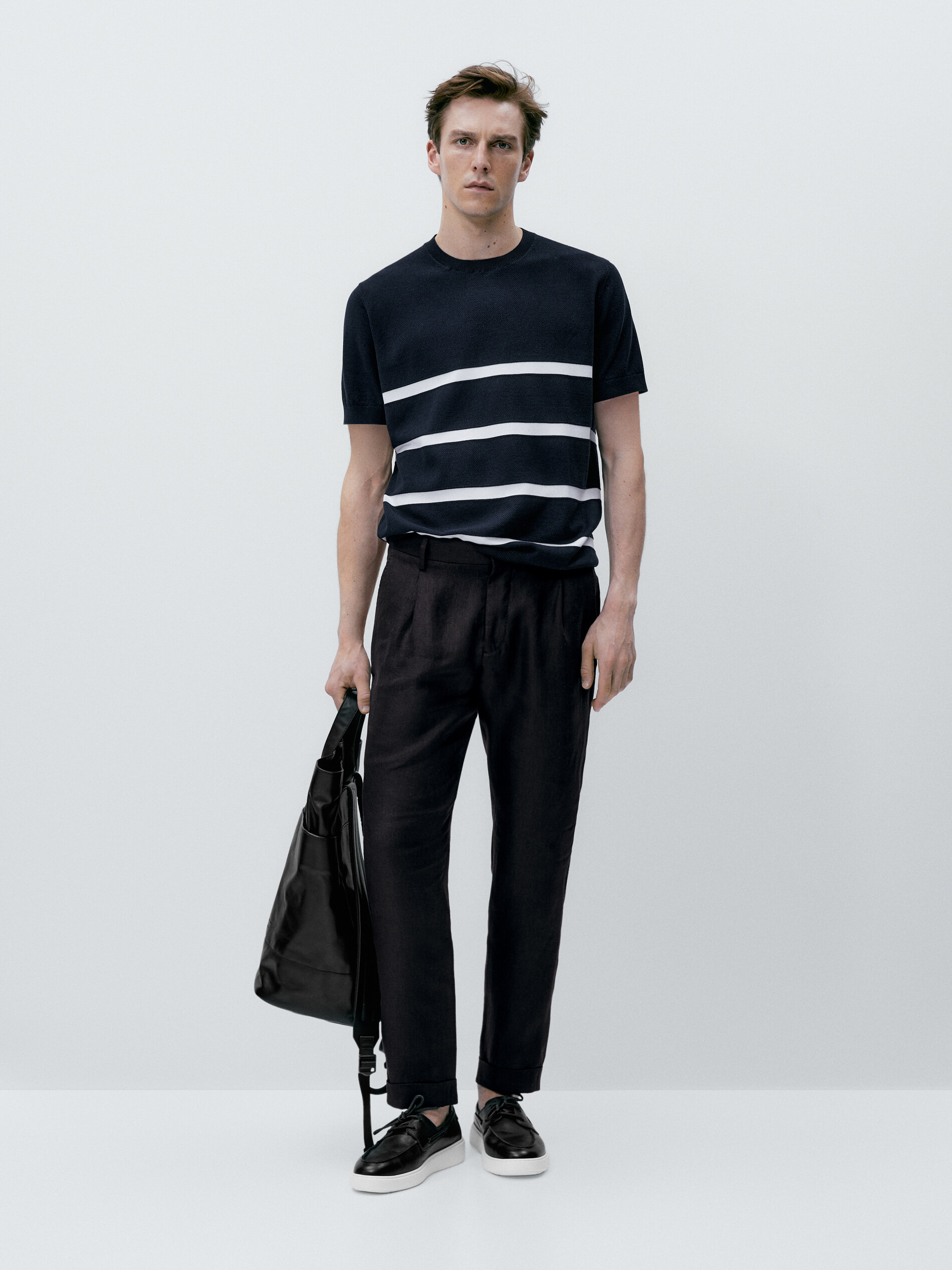 Jersey punto estructura rayas - AZUL MARINO