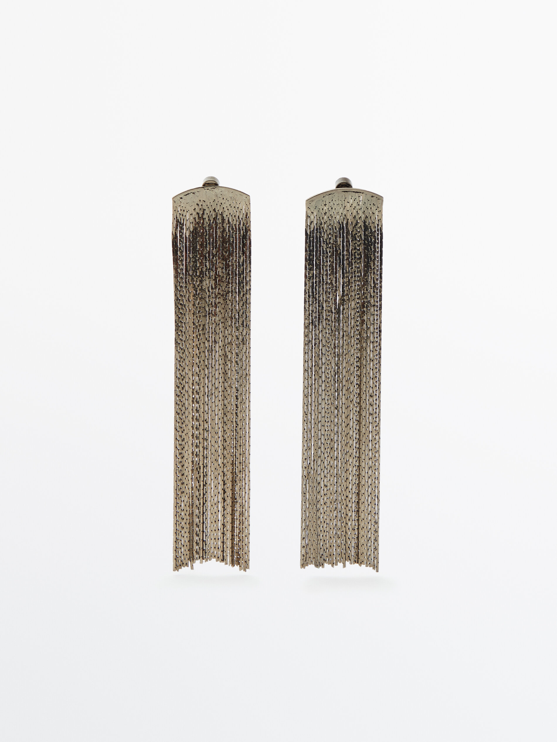 Pendientes largos cascada mini cadena - Plata