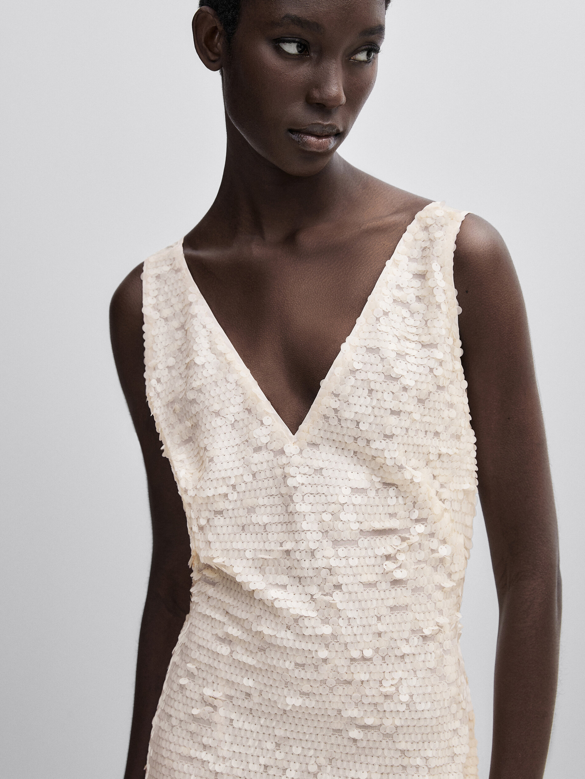 Vestido largo lentejuelas -Studio - CRUDO