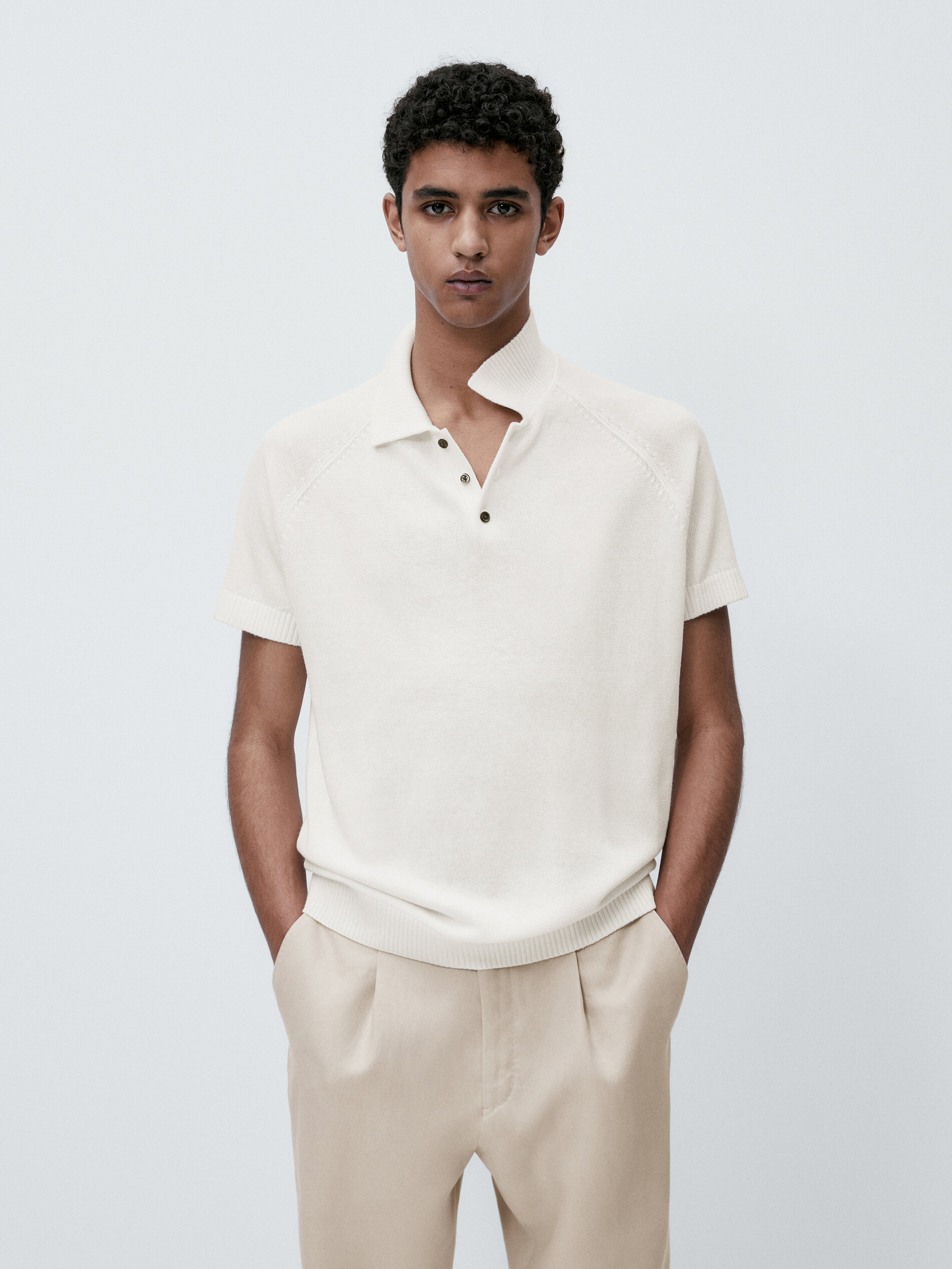 Jersey polo manga corta mezcla algodón - CRUDO