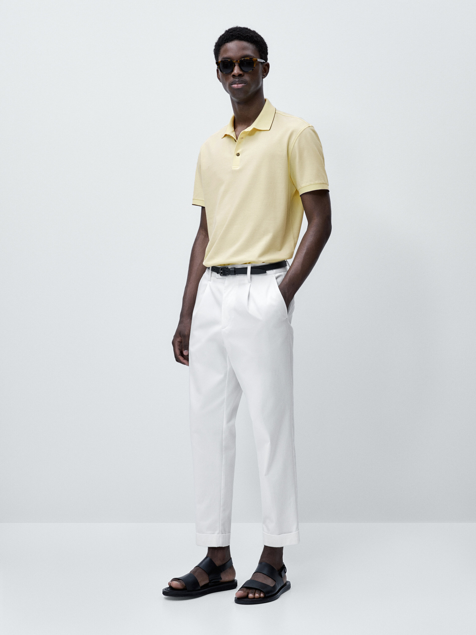 Polo piqué 100 % algodón contraste - AMARILLO