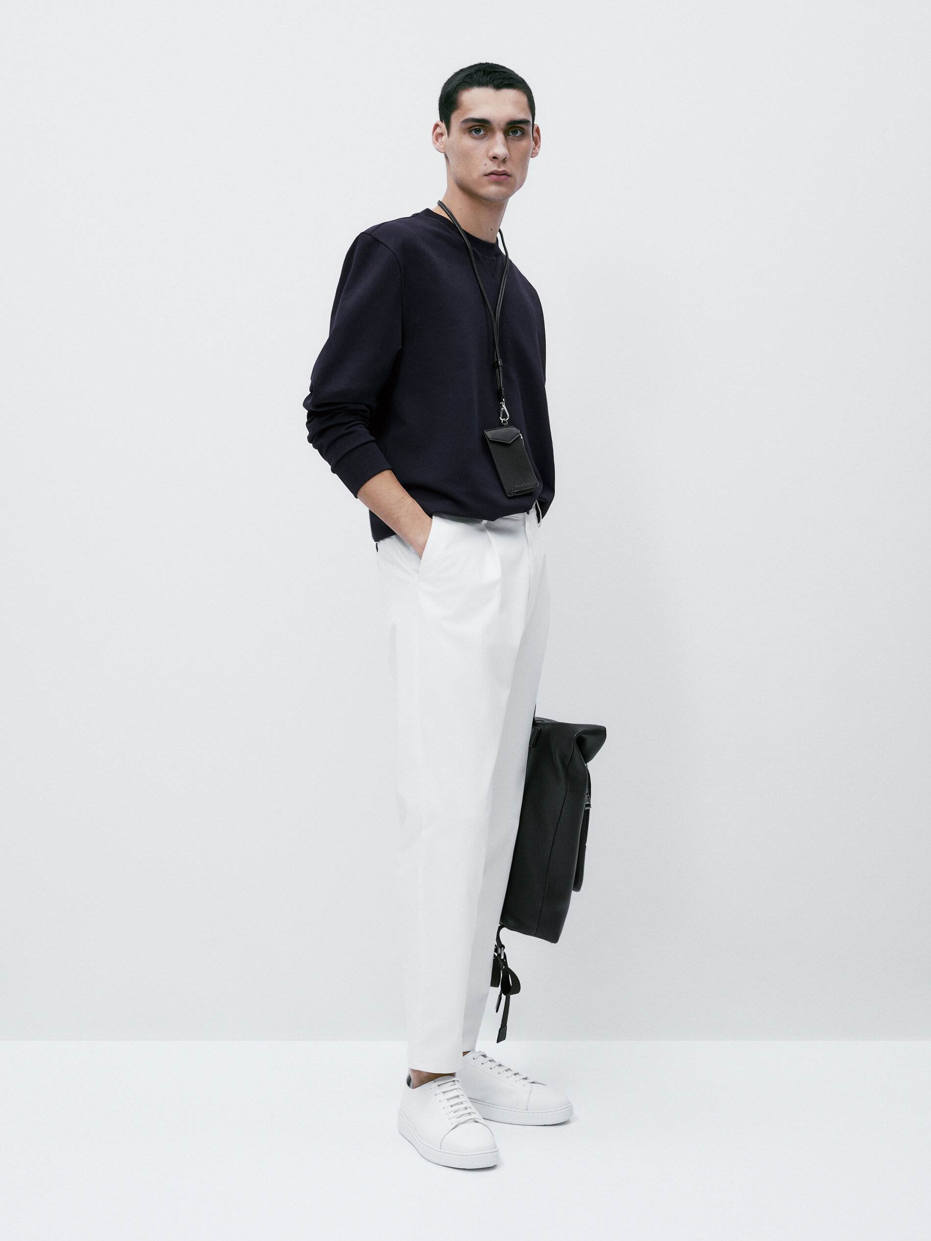 Sudadera lisa mezcla algodón - AZUL MARINO