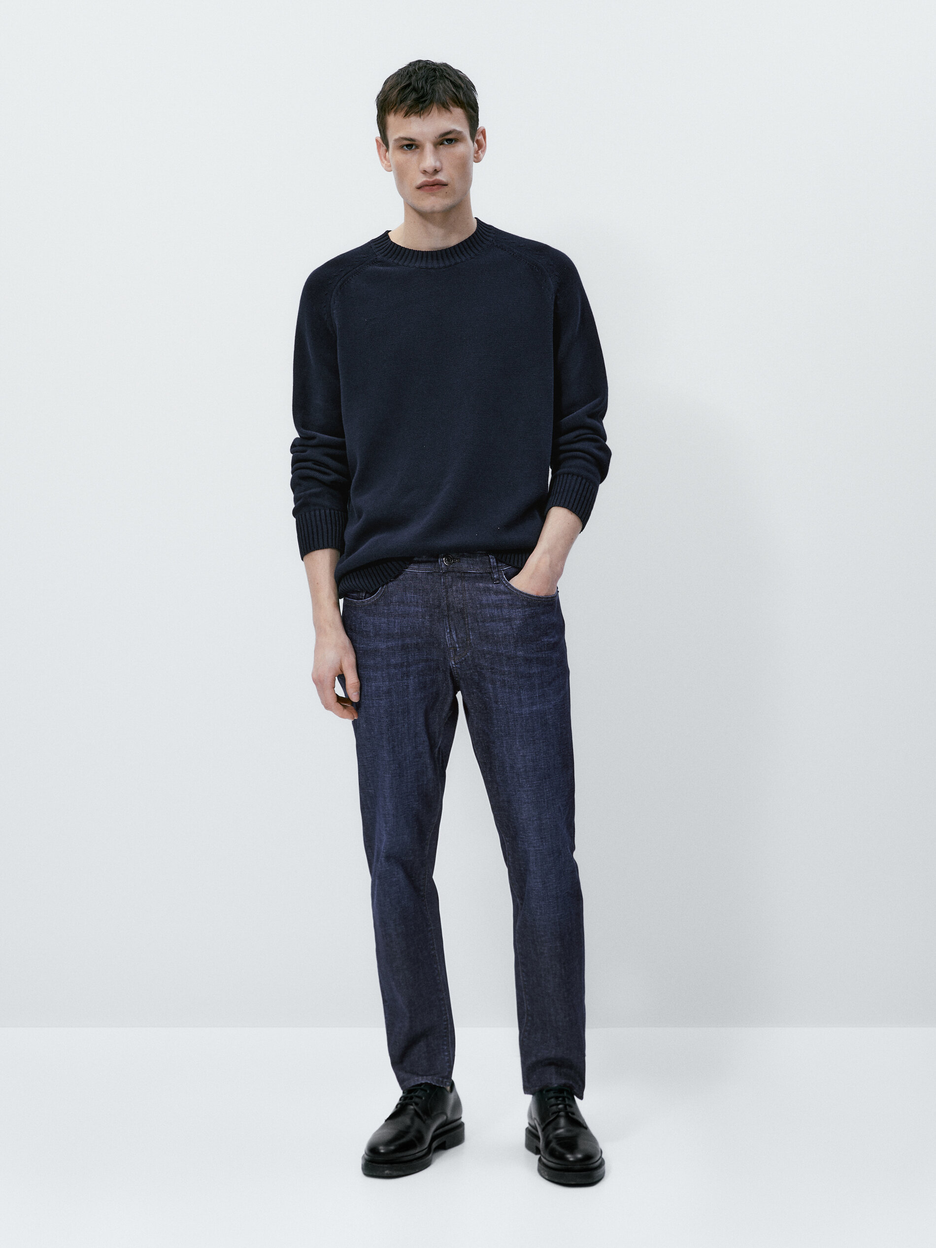 Pantalón vaquero ligero stone wash tapered fit - INDIGO