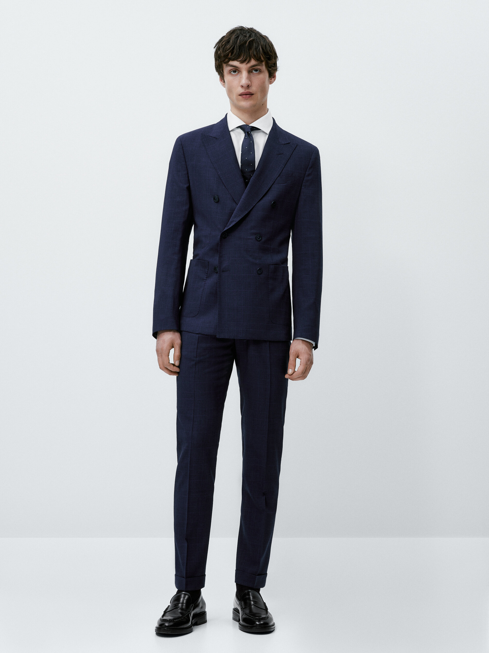 Americana traje cruzada half canvas cuadros - AÑIL