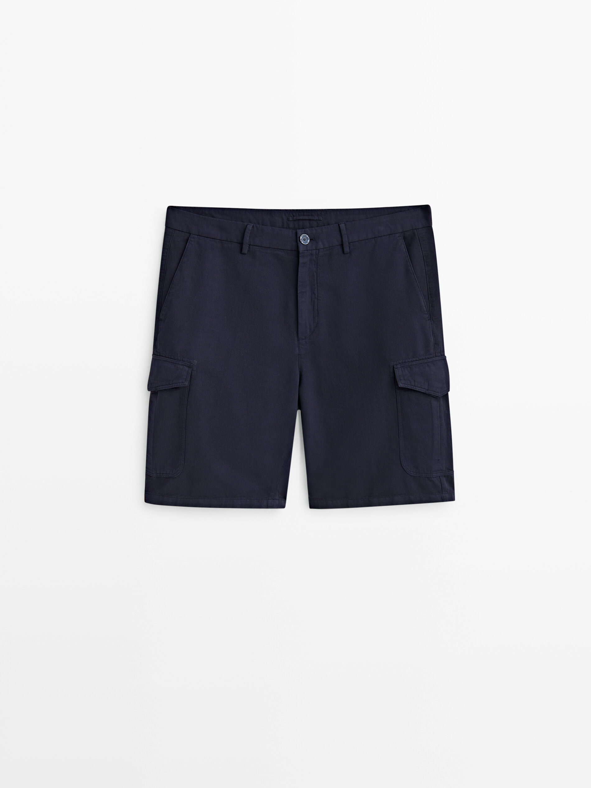 Bermuda cargo mezcla algodón lino - AZUL MARINO
