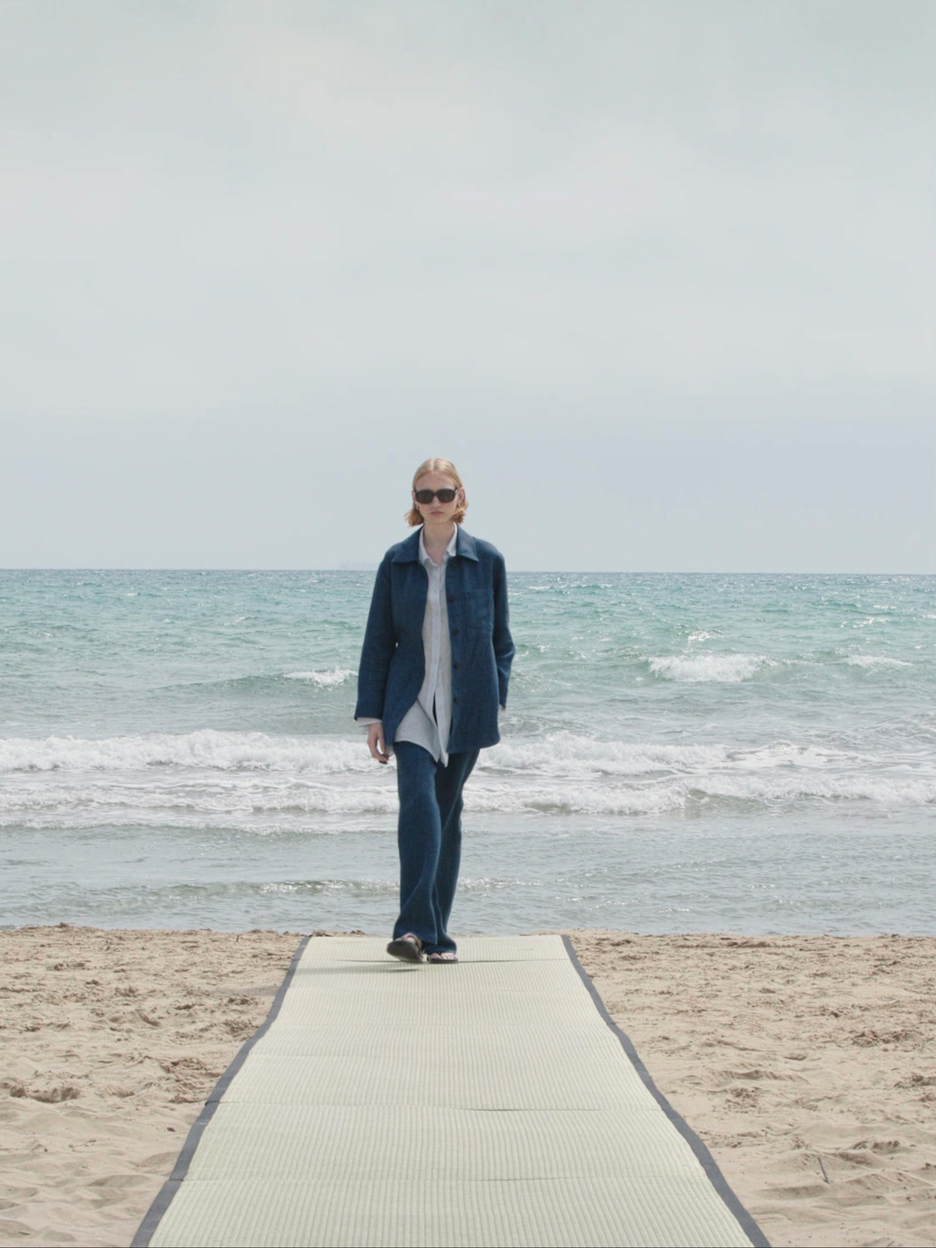 Pantalón conjunto lino efecto denim - AZUL MARINO