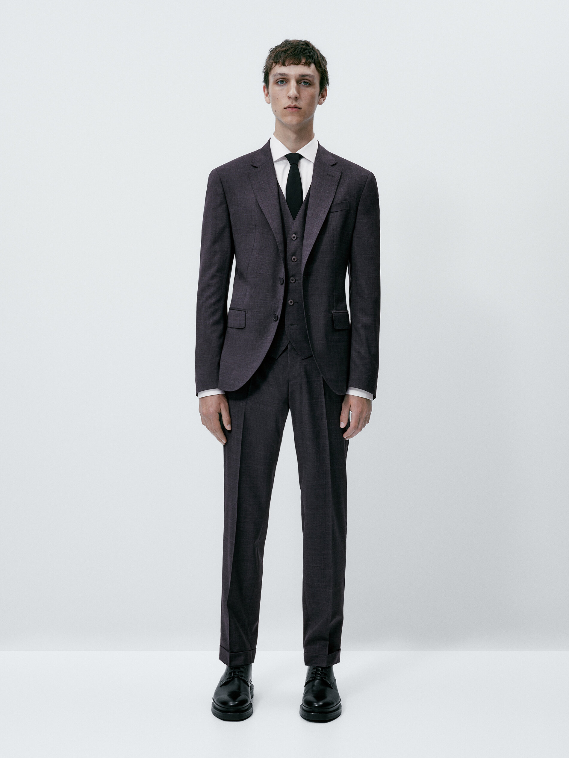 Chaleco traje lana super 120's cuadros - GRIS