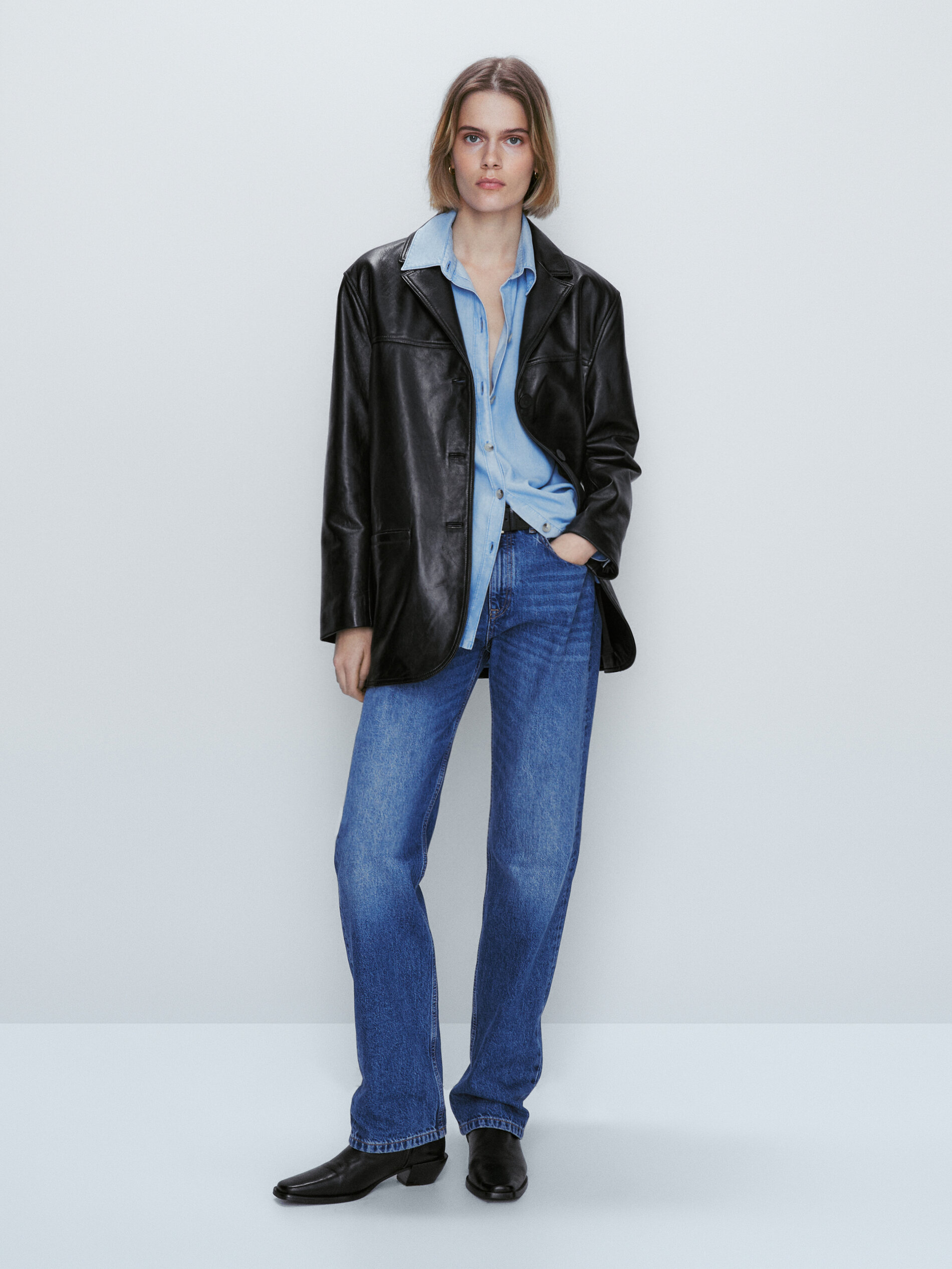 Camisa fluida efecto denim - AZUL MEDIO