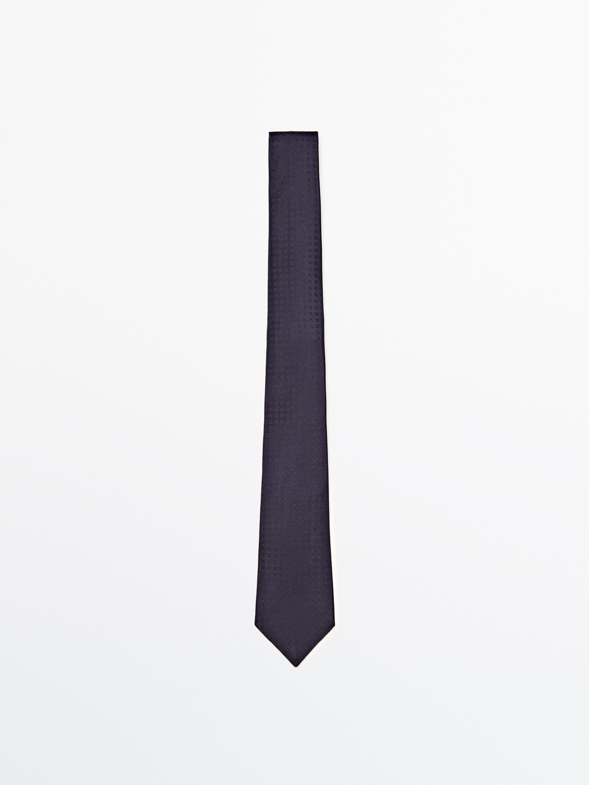 Corbata mini cuadros 100% seda - AZUL MARINO