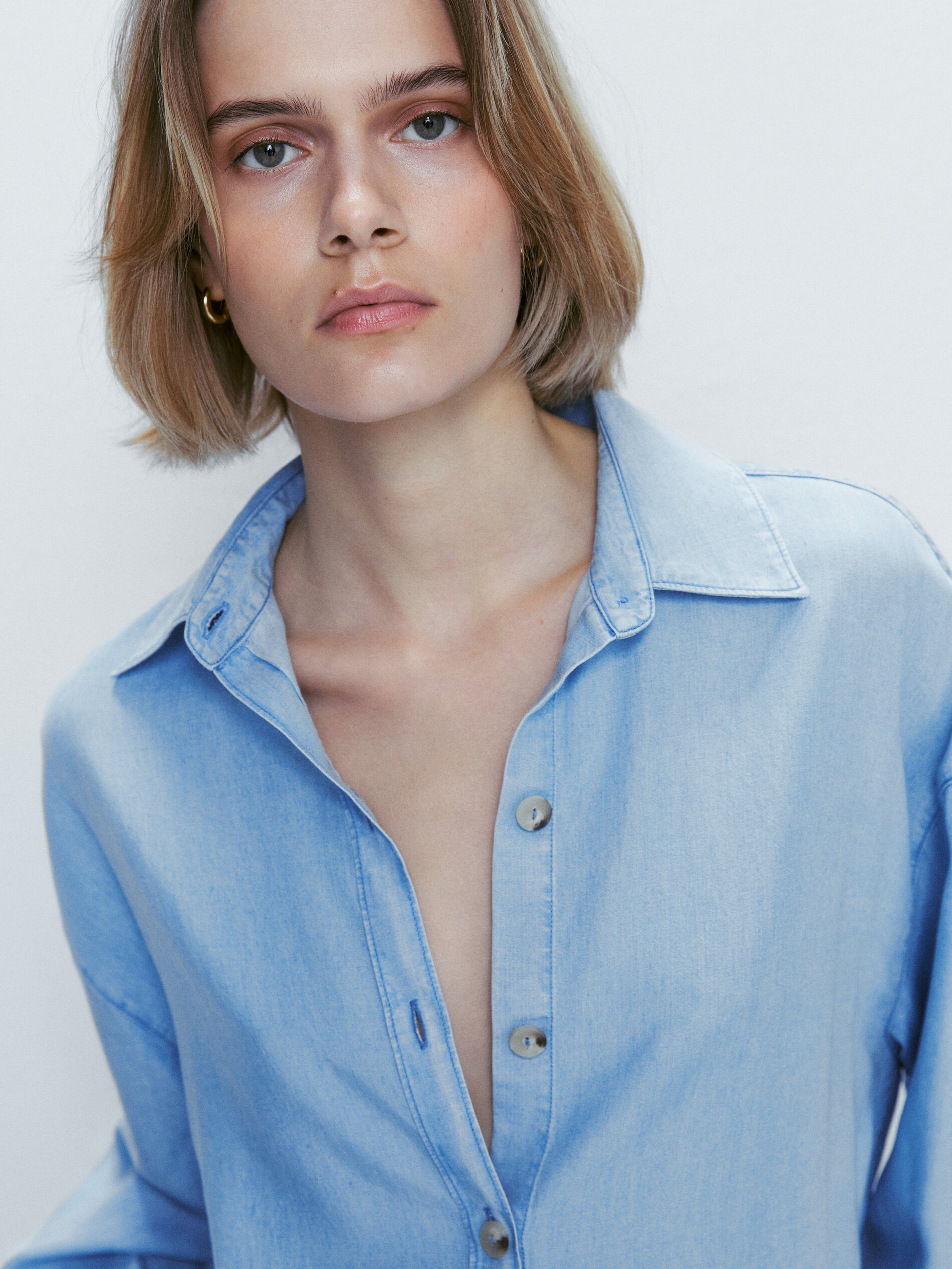 Camisa fluida efecto denim - AZUL MEDIO