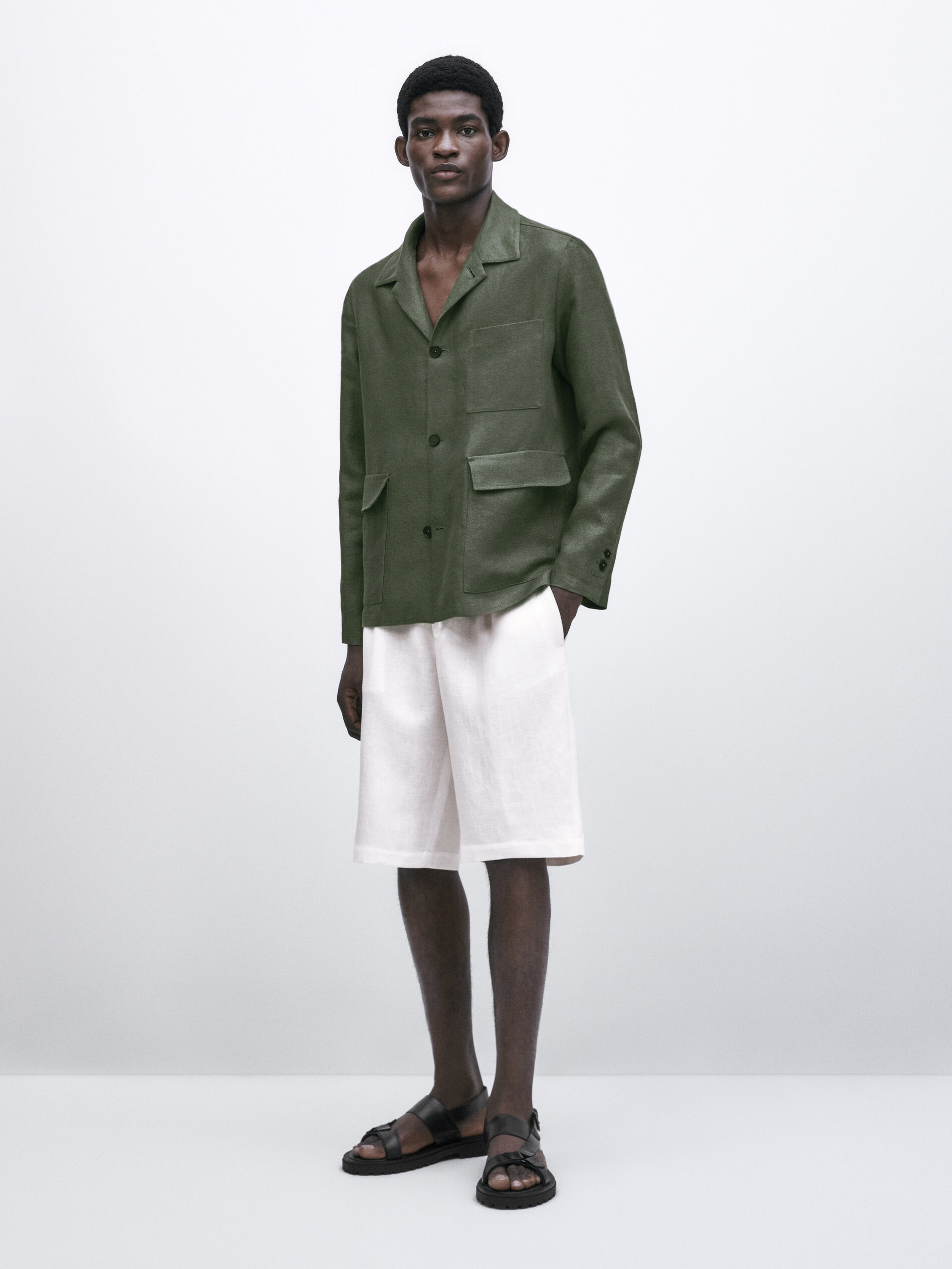 Sobrecamisa 100% lino bolsillos -Studio - 0-560