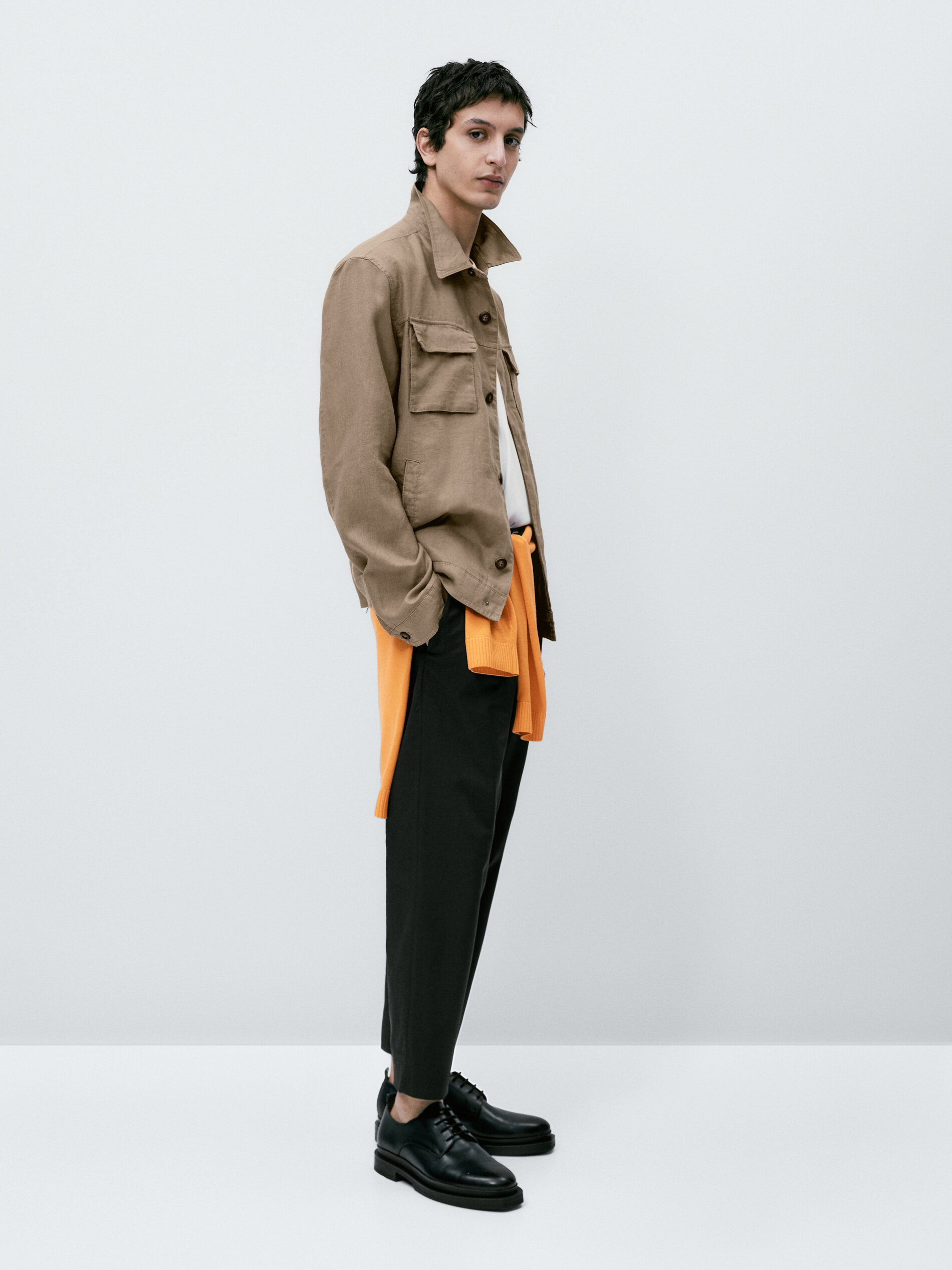 Sobrecamisa 100% lino bolsillos - TOSTADO