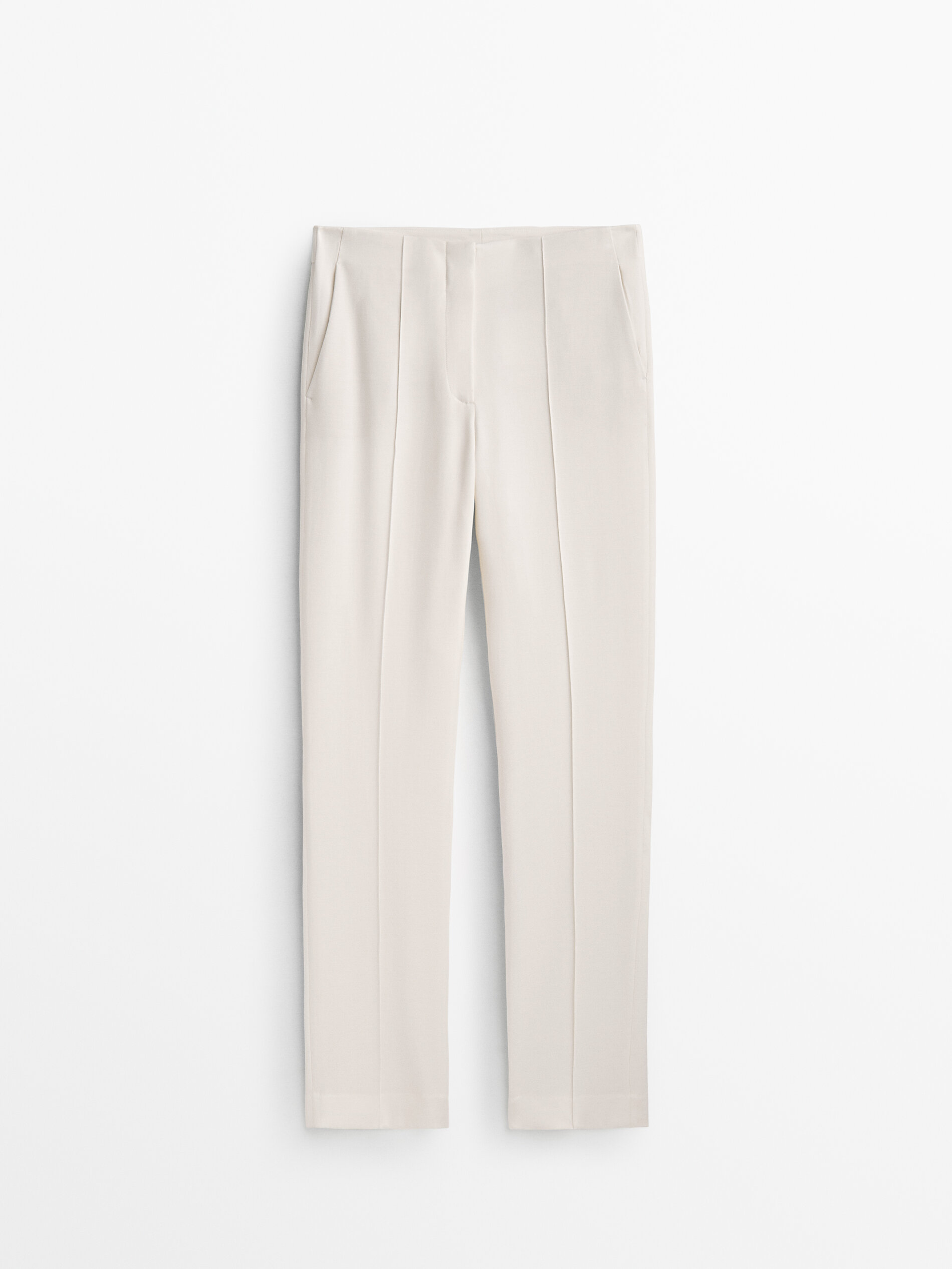 Pantalón traje crepe - BLANCO