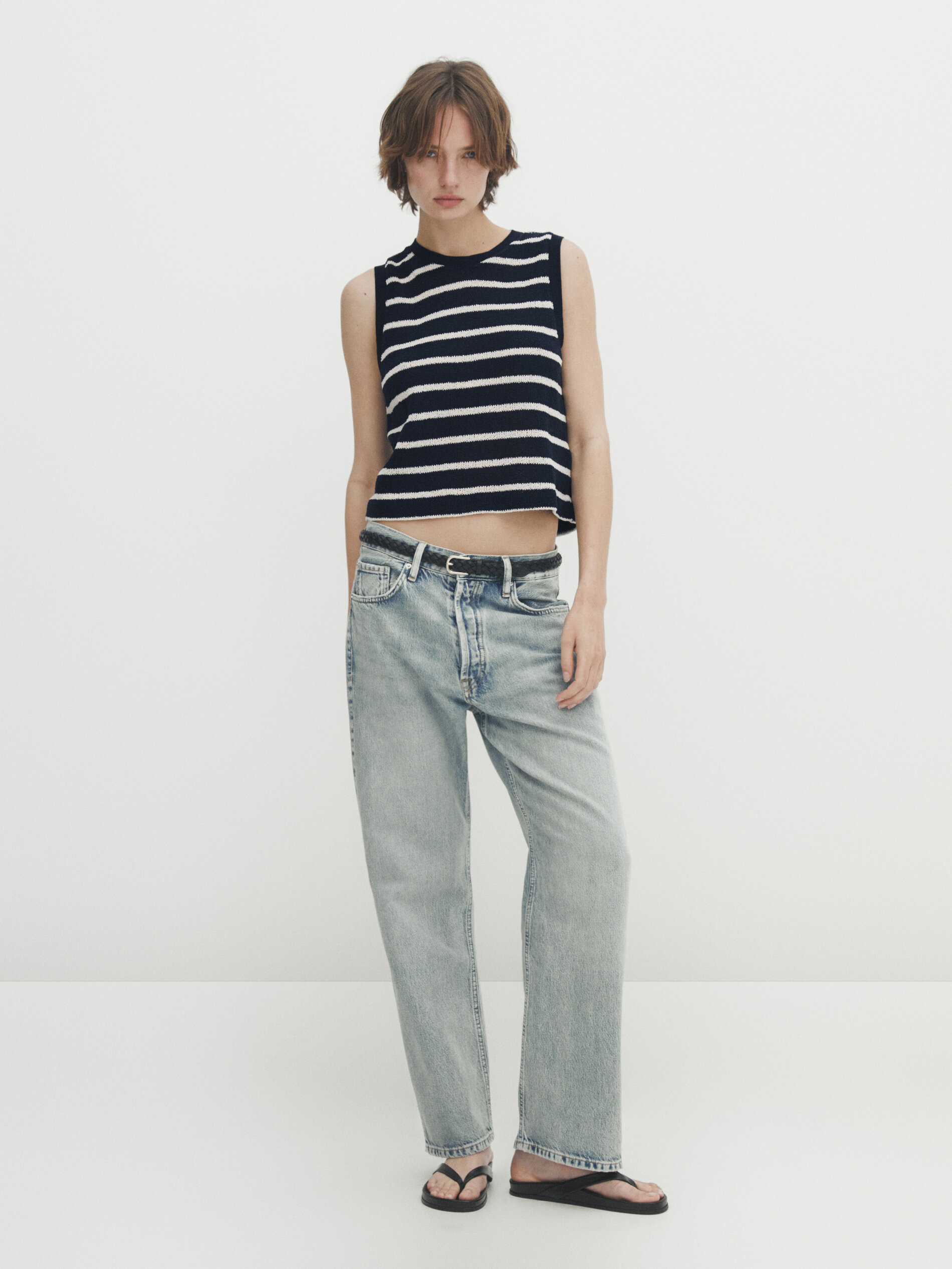 Top crop rayas estructura - AZUL MARINO