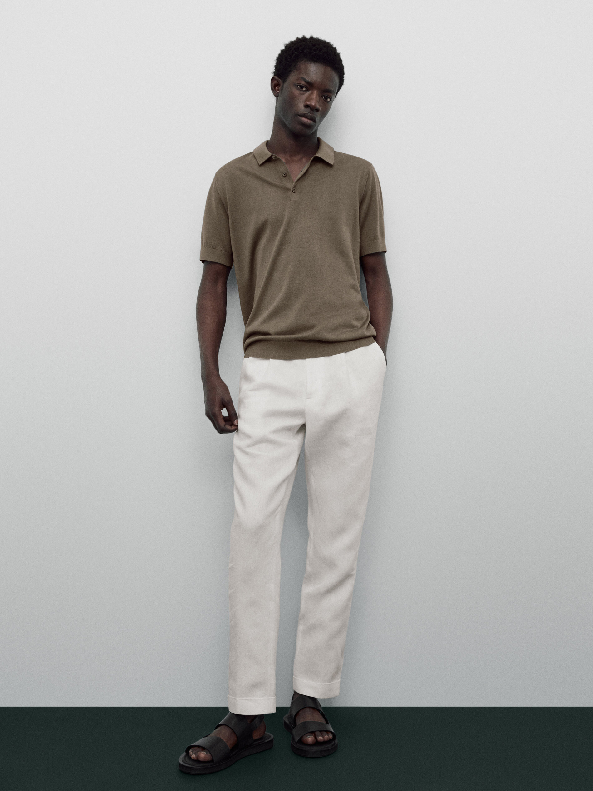 Jersey polo con algodón y seda Limited edition - Caqui