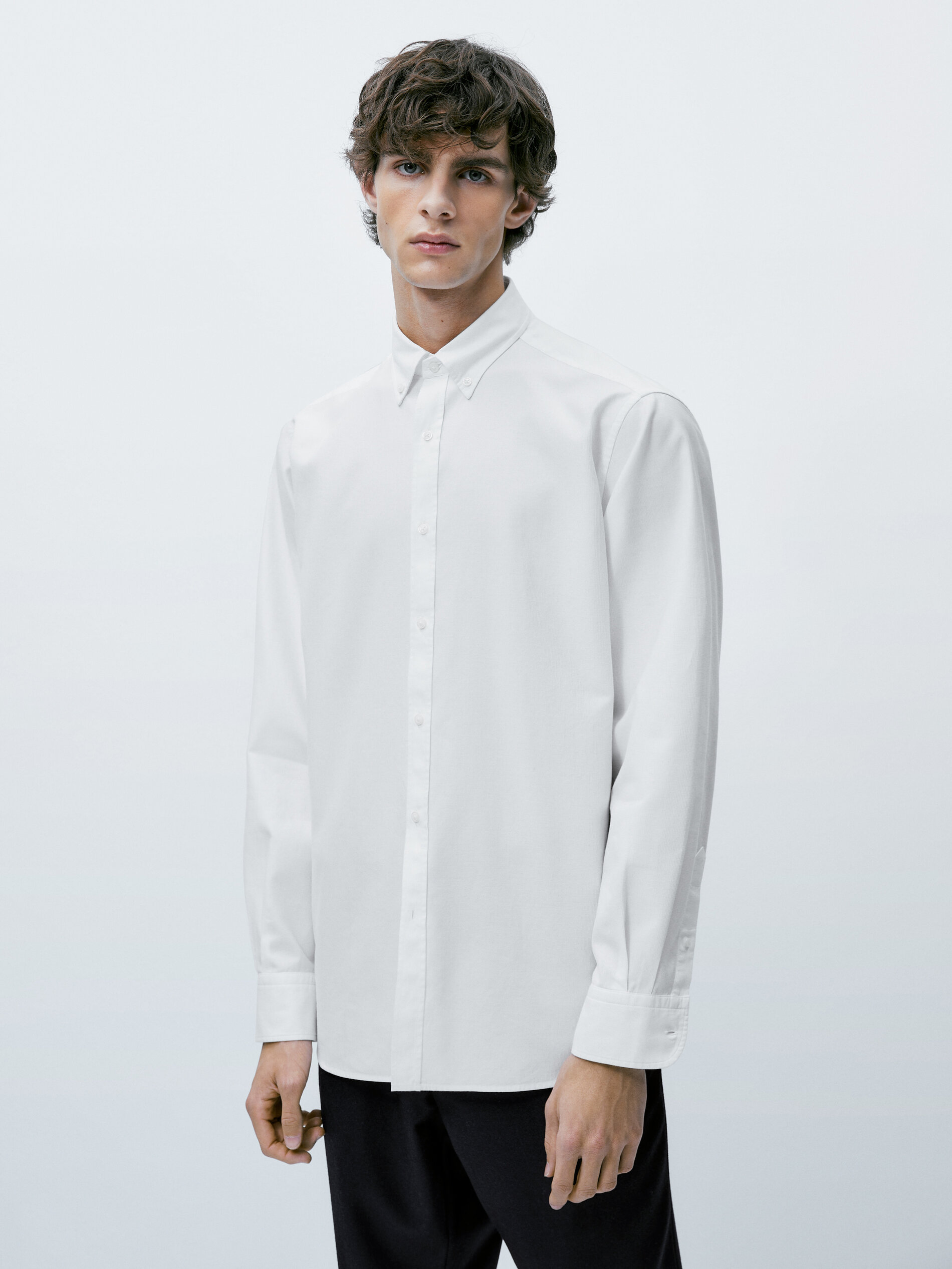 Camisa estructura algodón slim fit - BLANCO