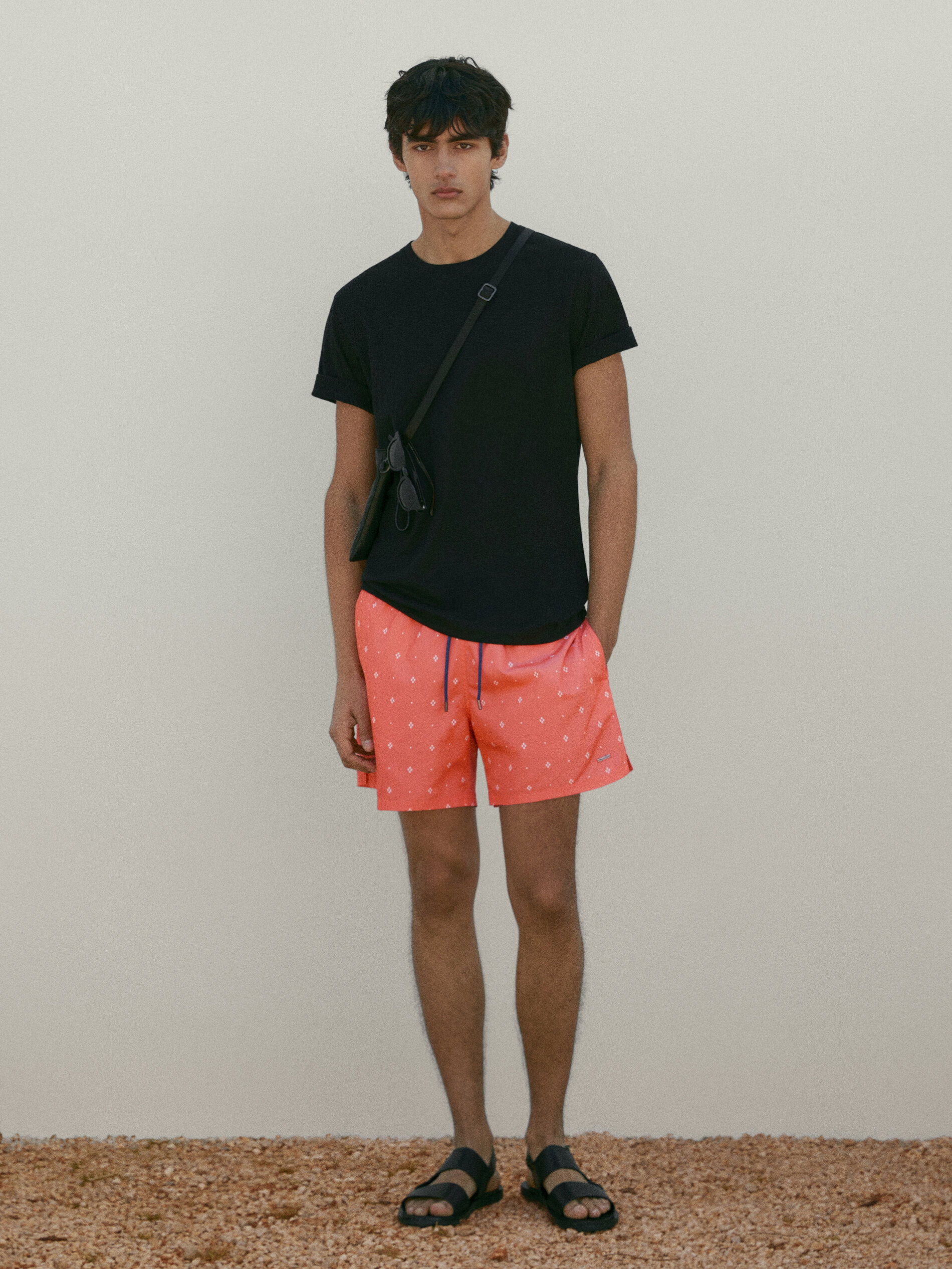 Bañador estampado rombo - CORAL