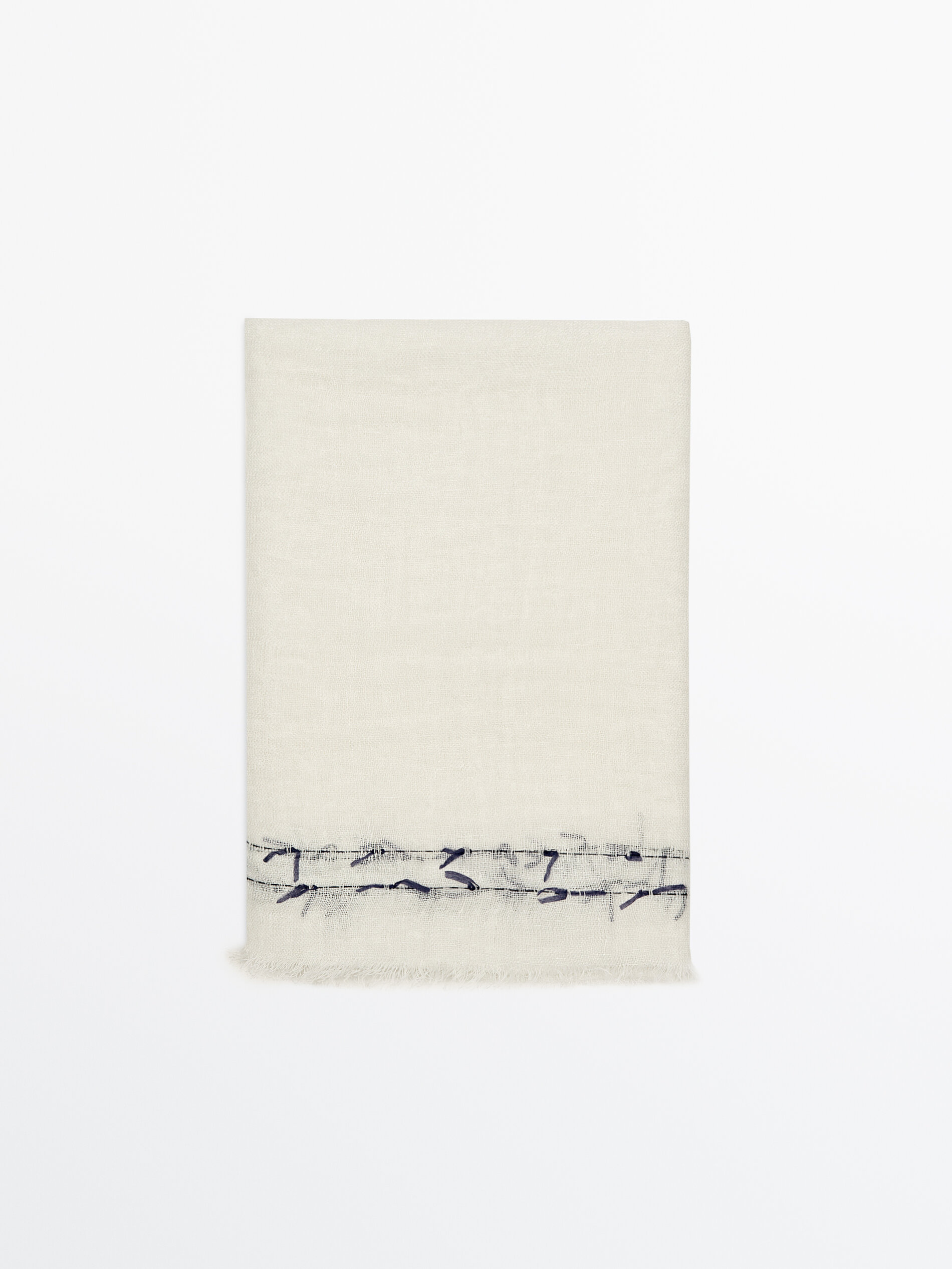 Fular mezcla lino detalle lazos - CRUDO