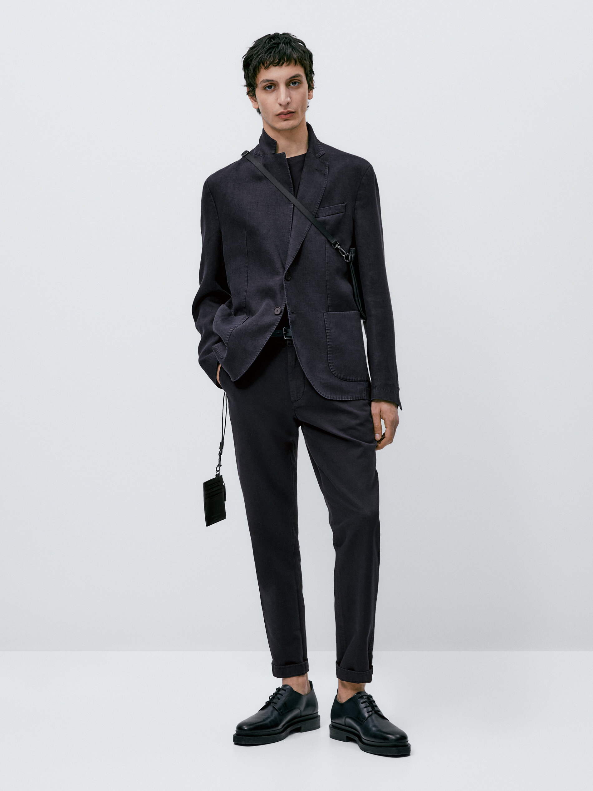 Americana lino tintada azul marino - AZUL MARINO