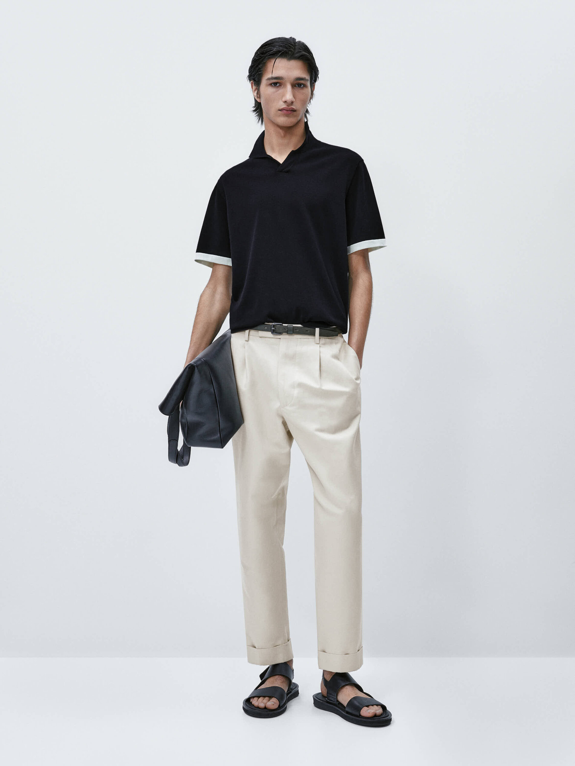 Jersey polo manga corta contraste - AZUL MARINO