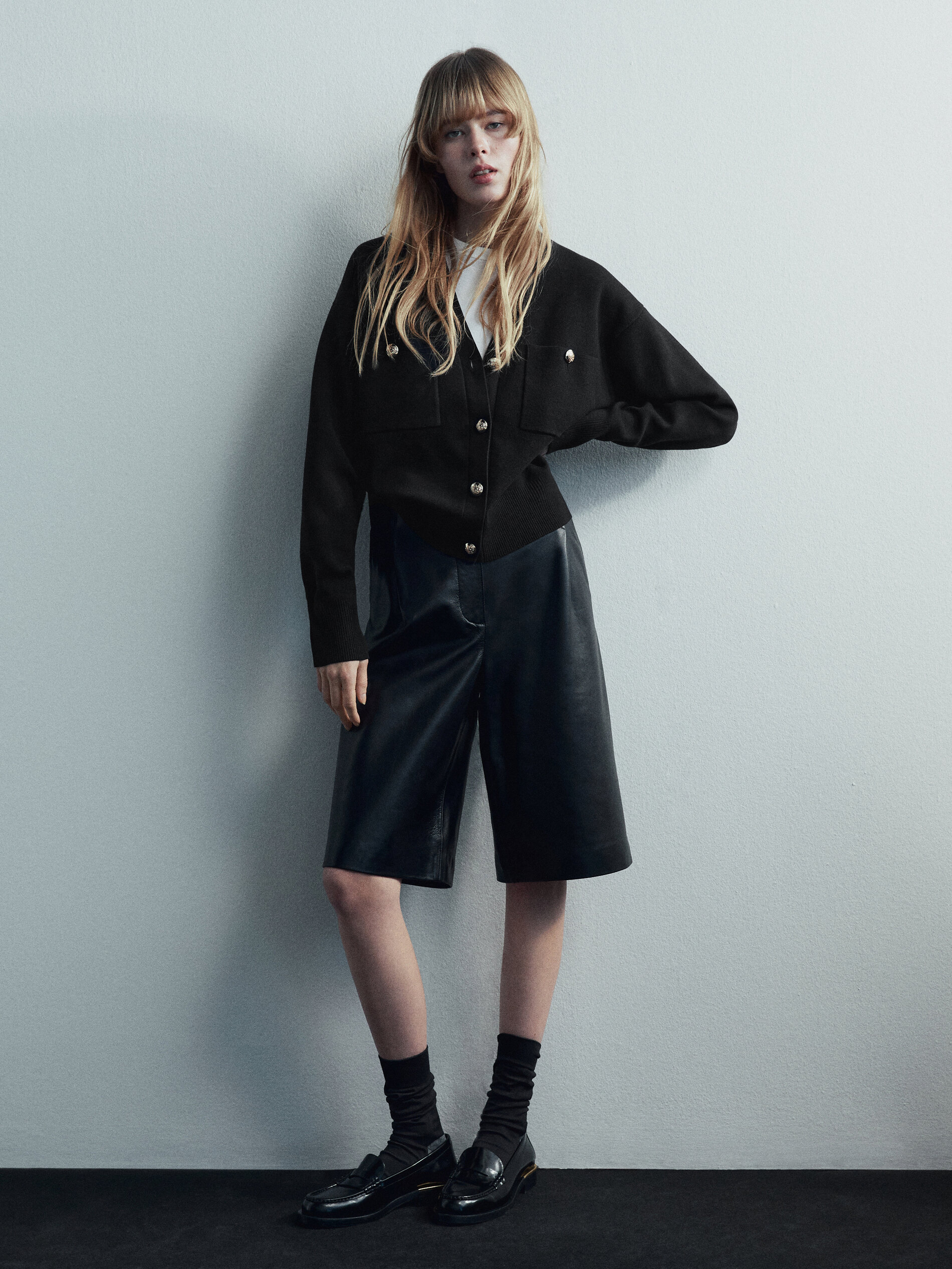 Cárdigan de punto con botones y bolsillos - MARINO OSCURO