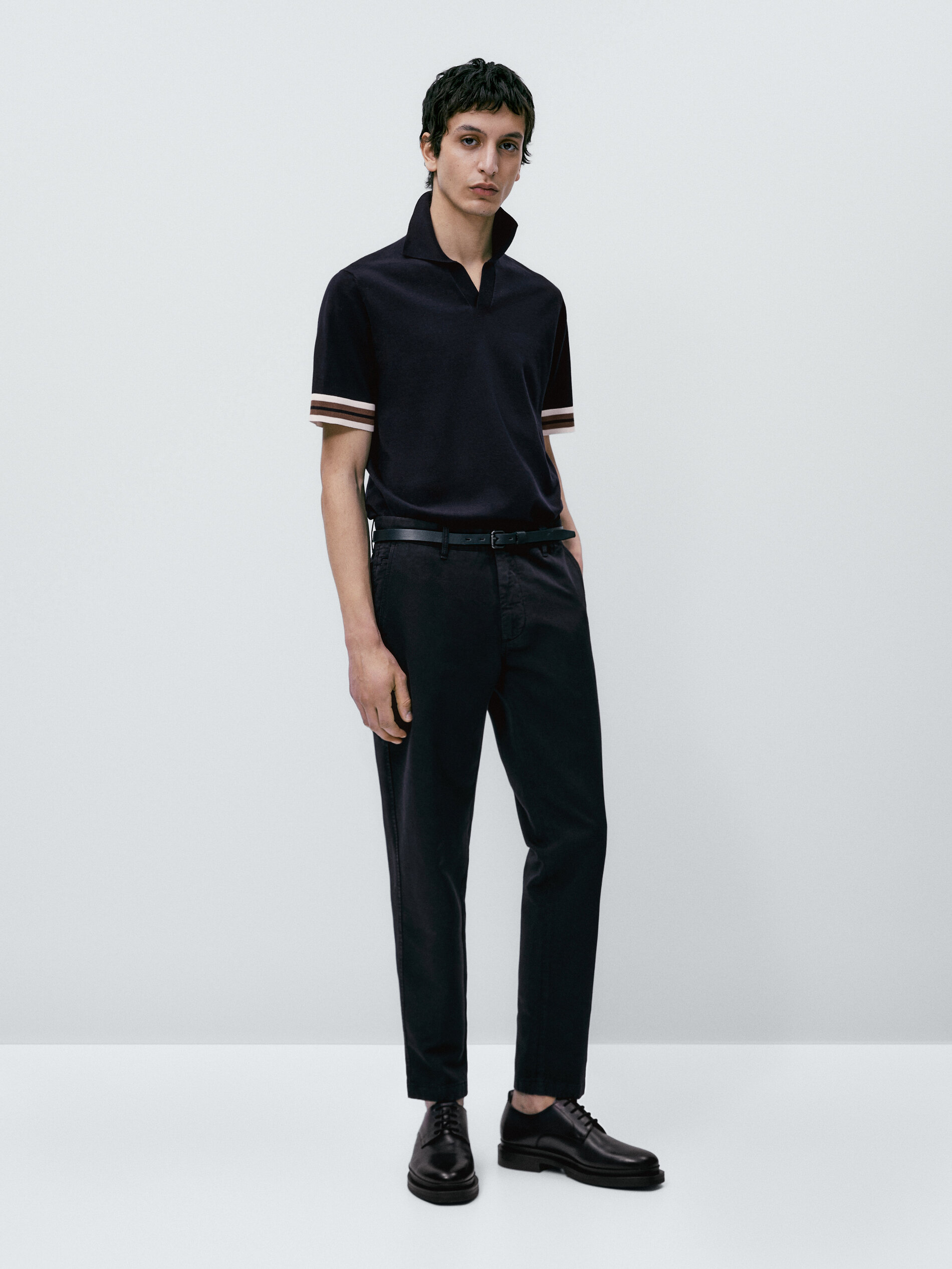 Jersey polo manga corta contraste - AZUL MARINO