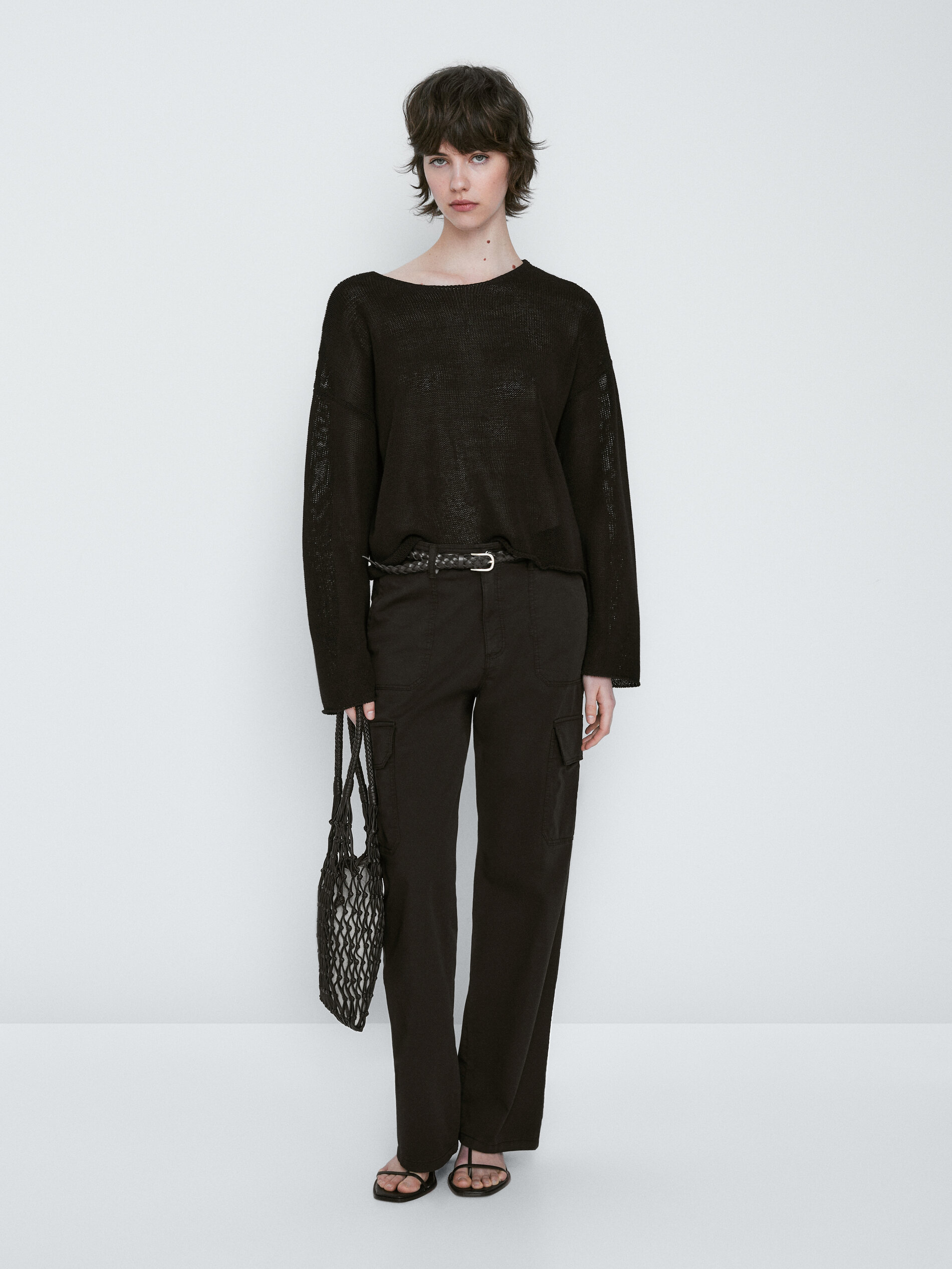 Jersey punto cropped - NEGRO