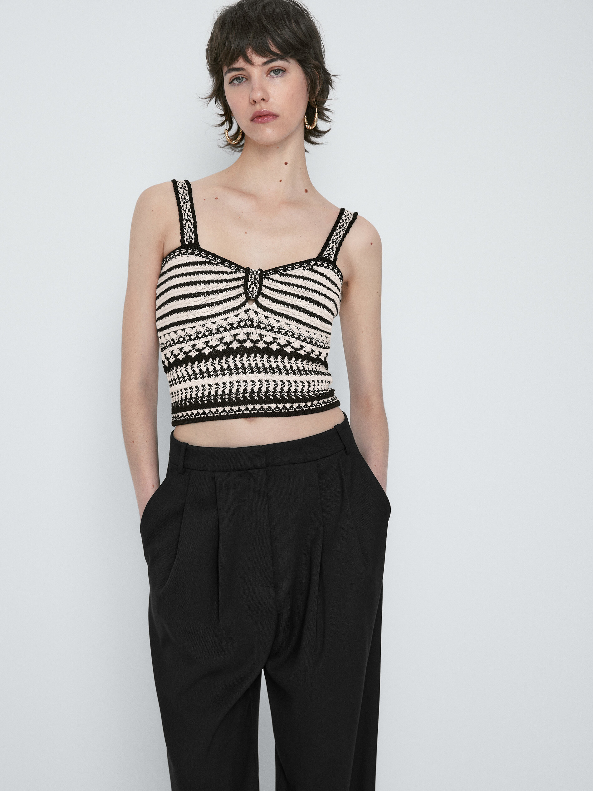 Top punto jacquard - CRUDO