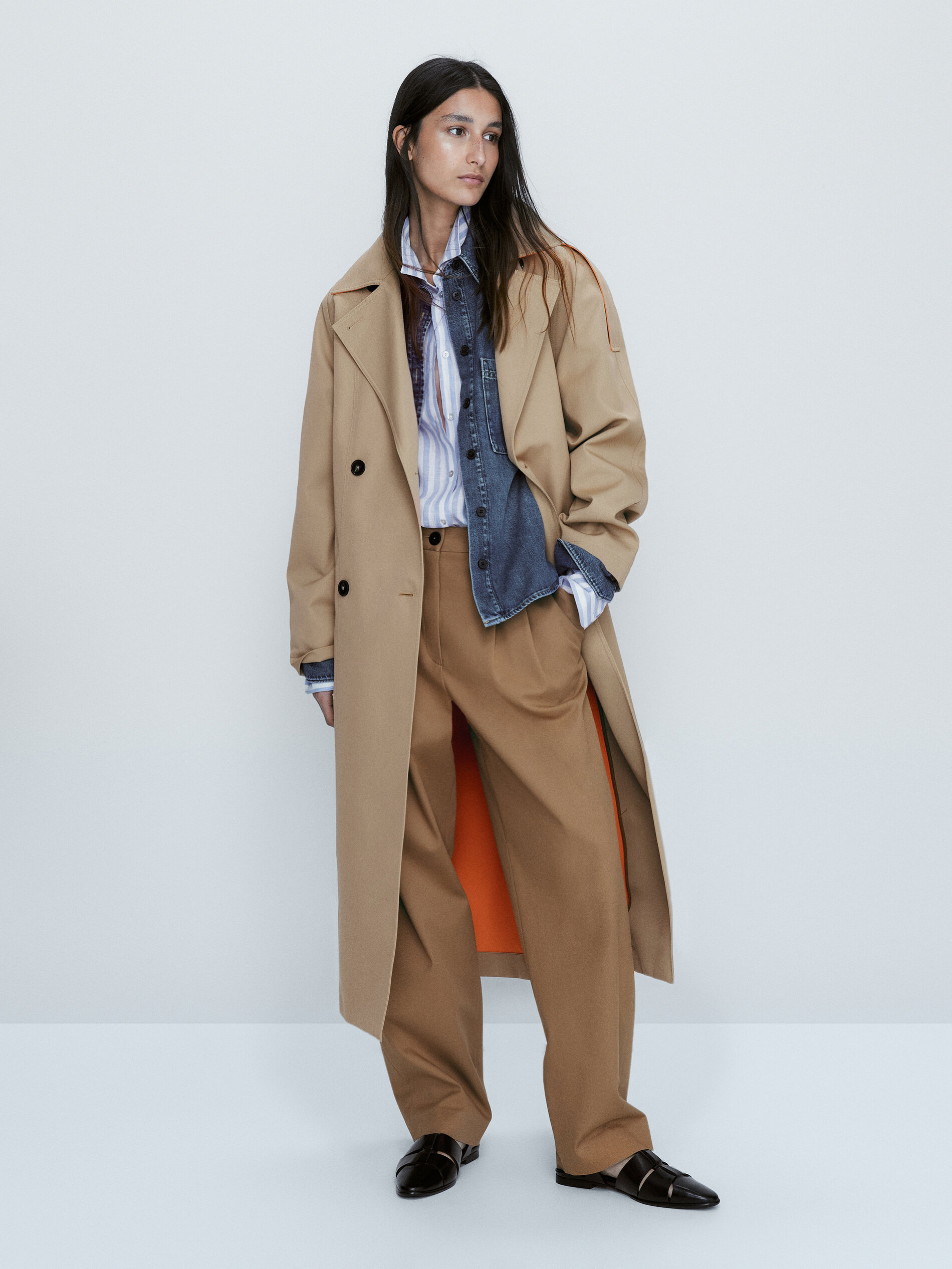 Camisa rayas 100% lino - CELESTE